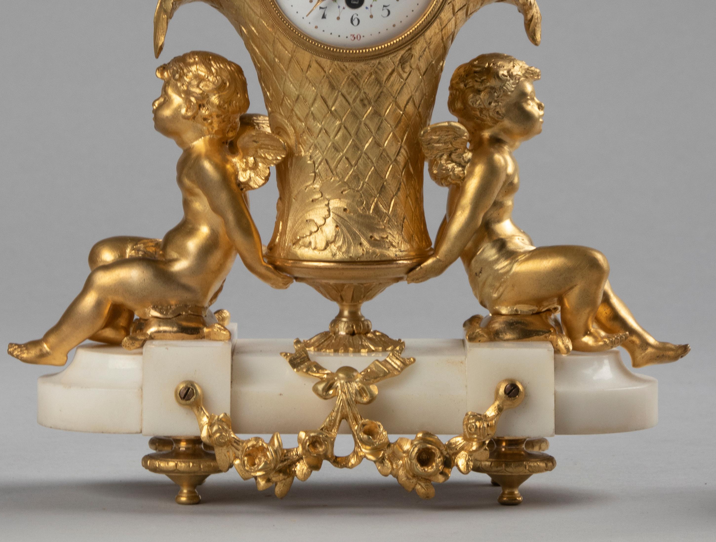 19th Century Louis XVI Style Bronze Ormolu Mantel Clock Garniture For Sale 1
