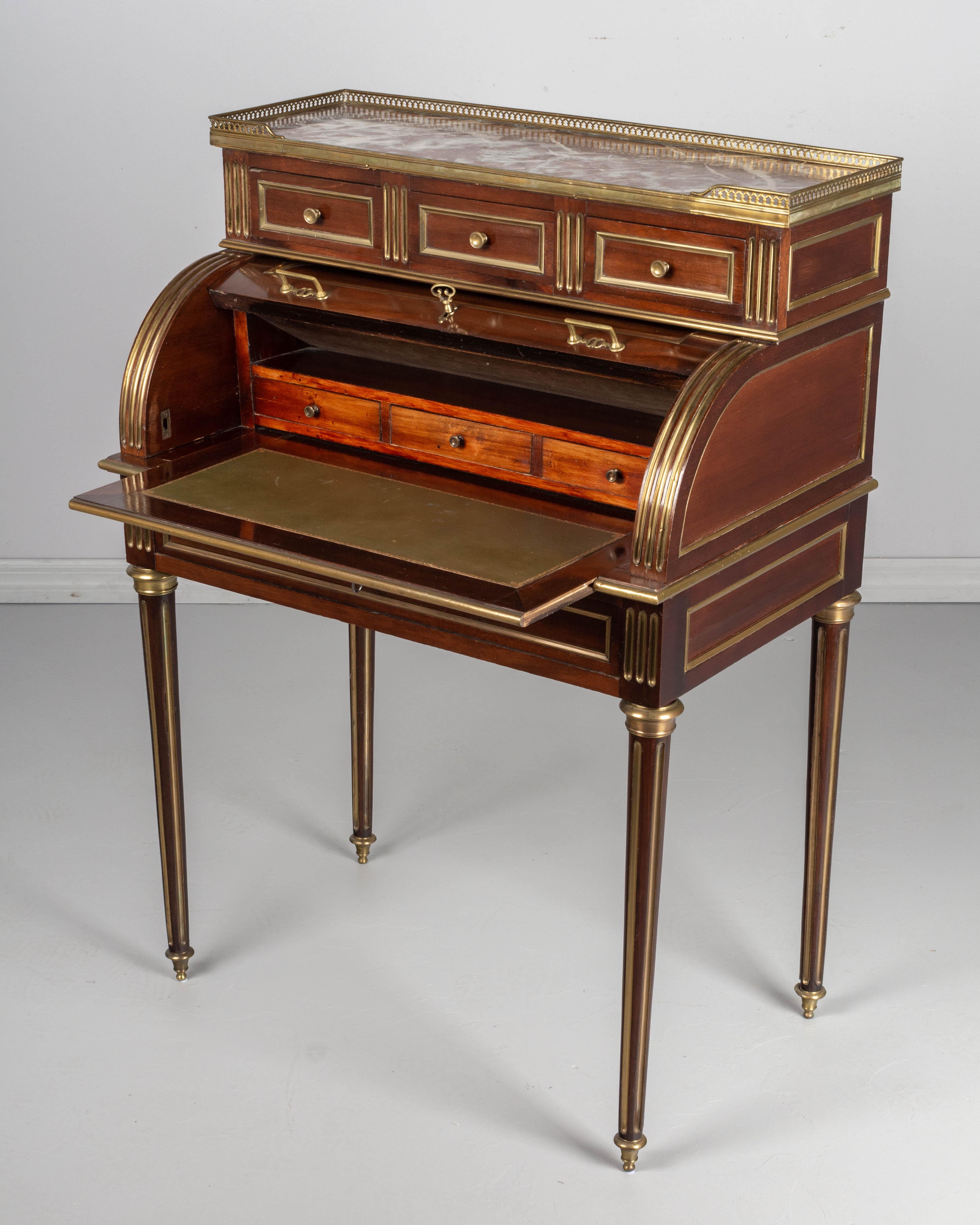 French 19th Century Louis XVI Style Bureau à Cylindre or Roll Top Desk