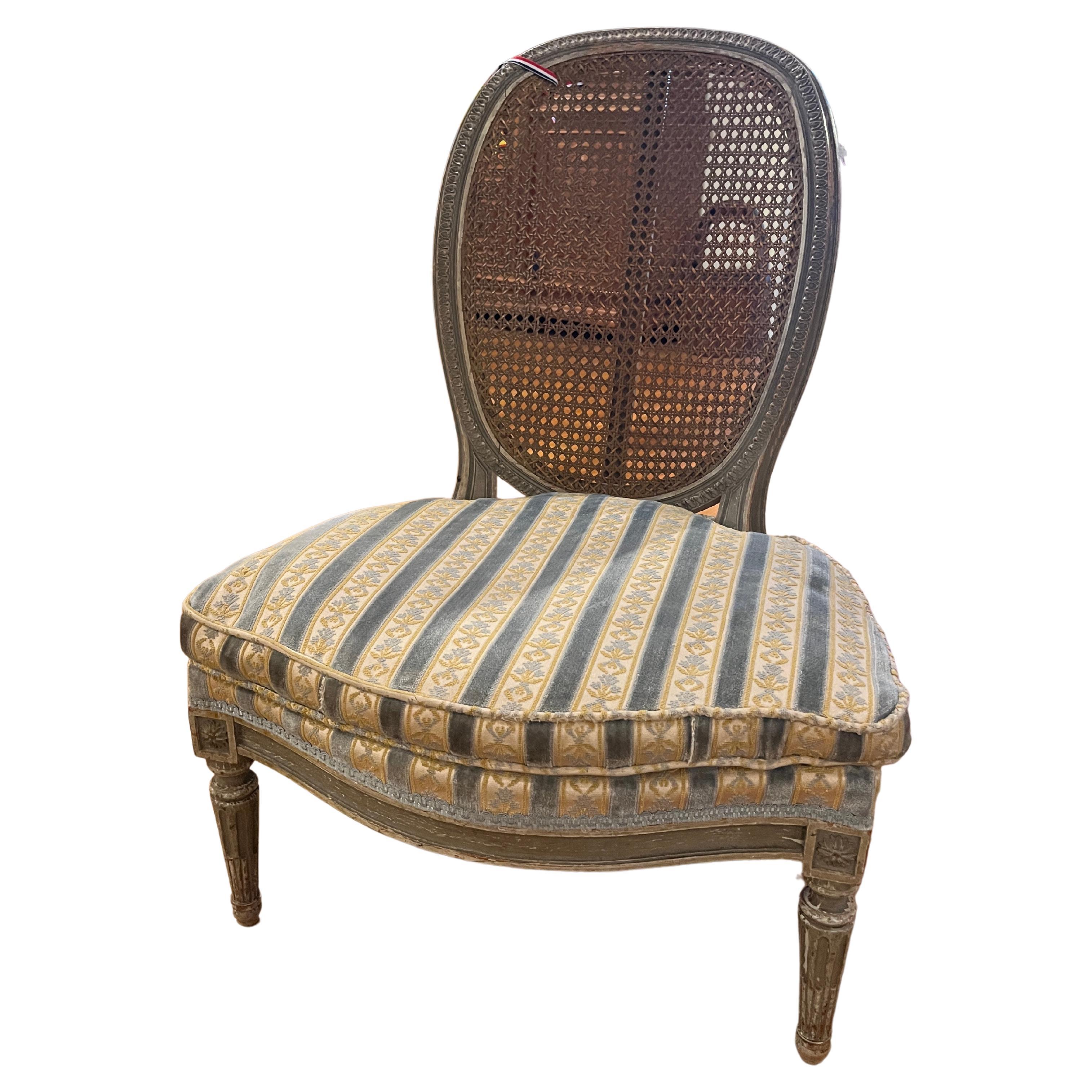 19th Century Louis XVI style Cane Back Fireside Chair For Sale