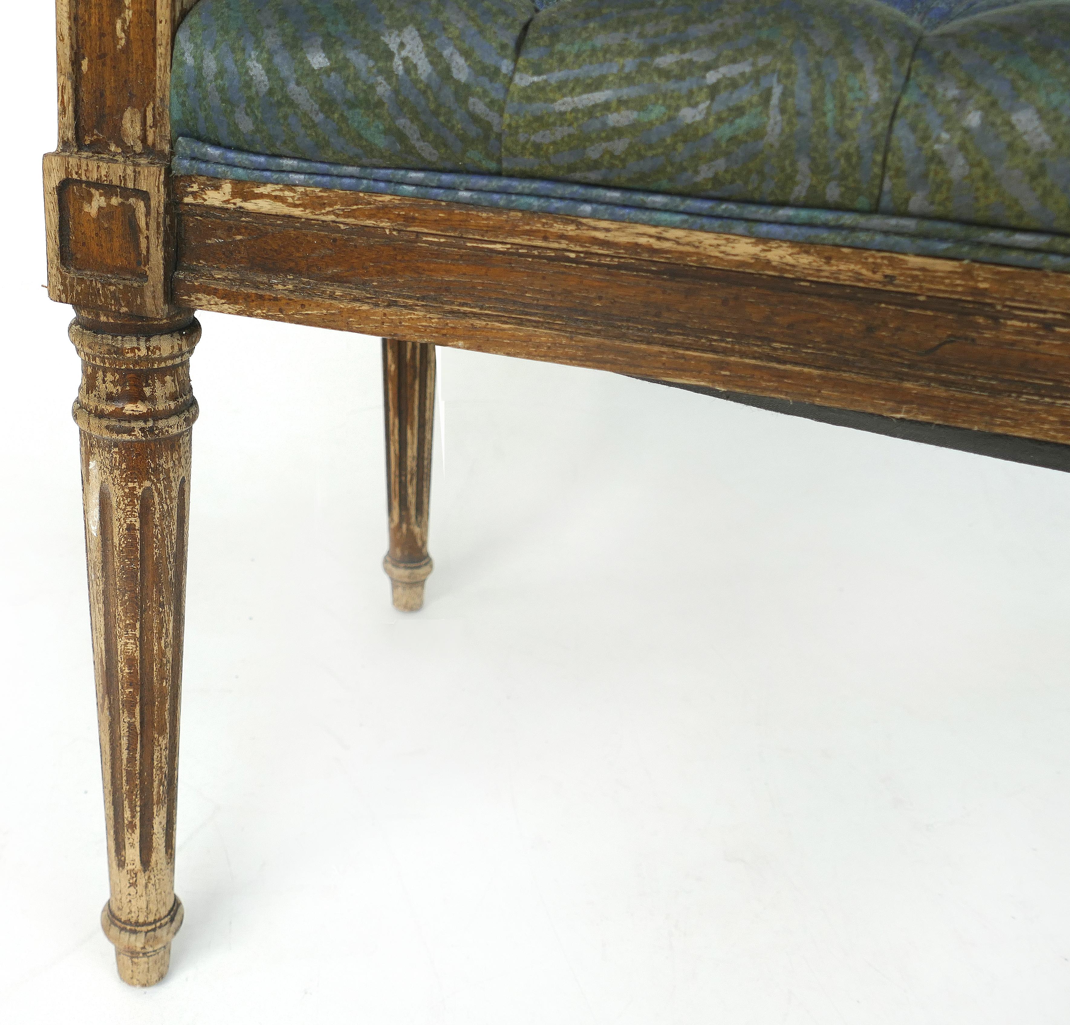 19th Century Louis XVI Style Caned Benches with Tufted Seats 4