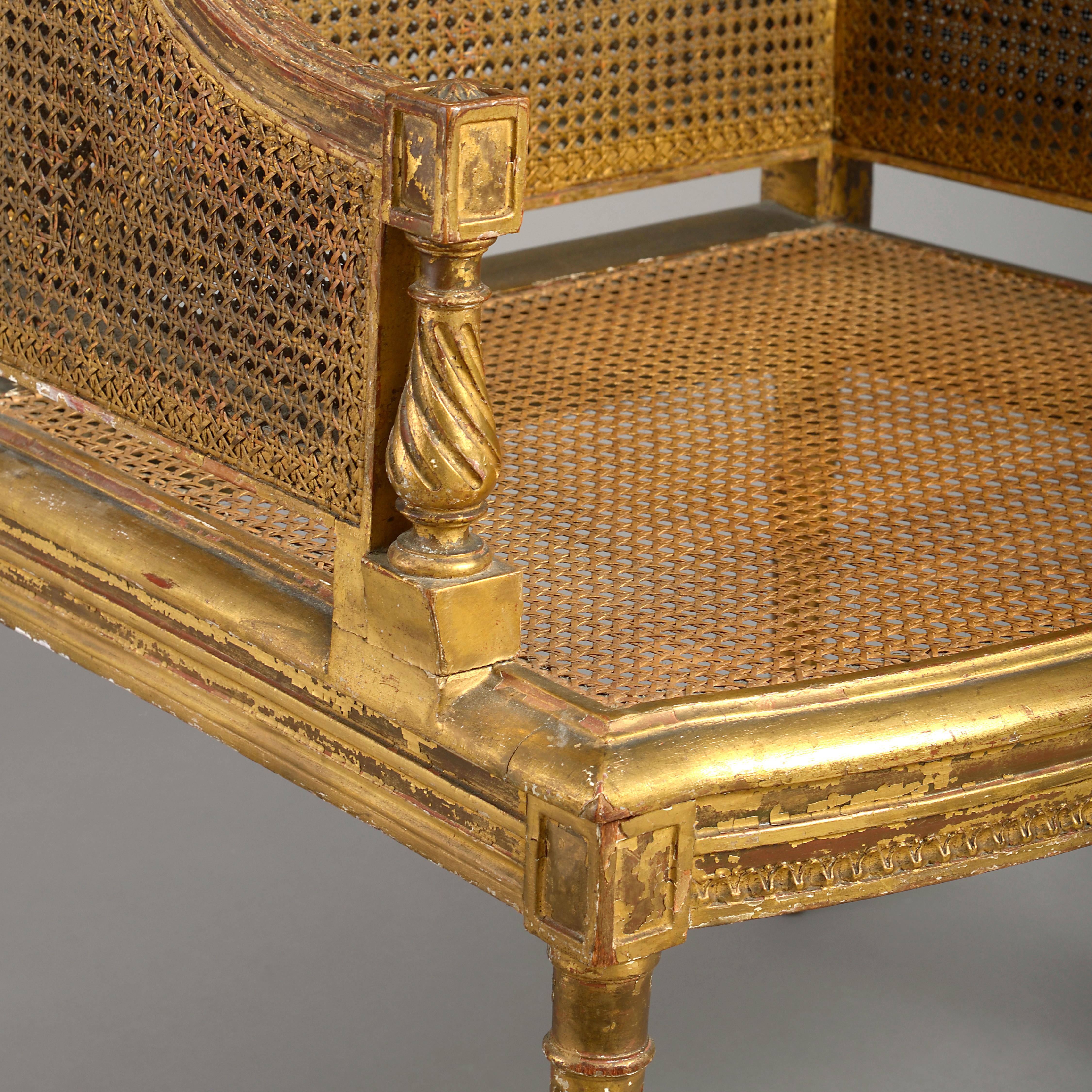 French 19th Century Louis XVI Style Canework Bergère