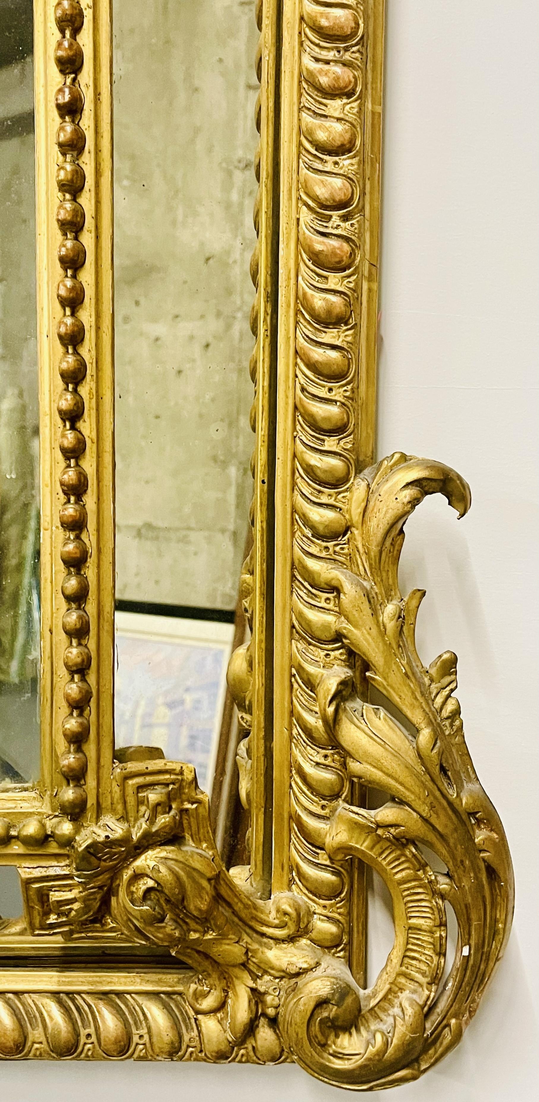 Console de style Louis XVI du 19ème siècle, miroir mural, bois doré en vente 4