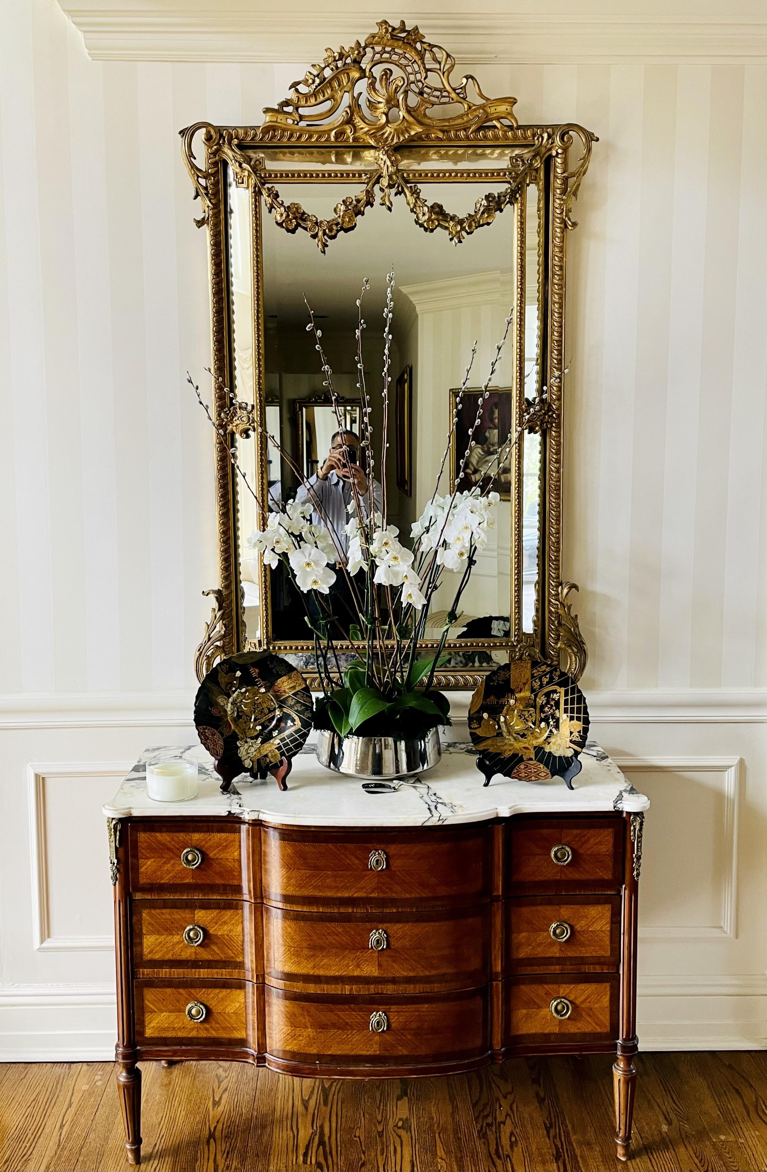 19th Century Louis XVI Style, Console, Wall Mirror, Gilt Wood For Sale 1