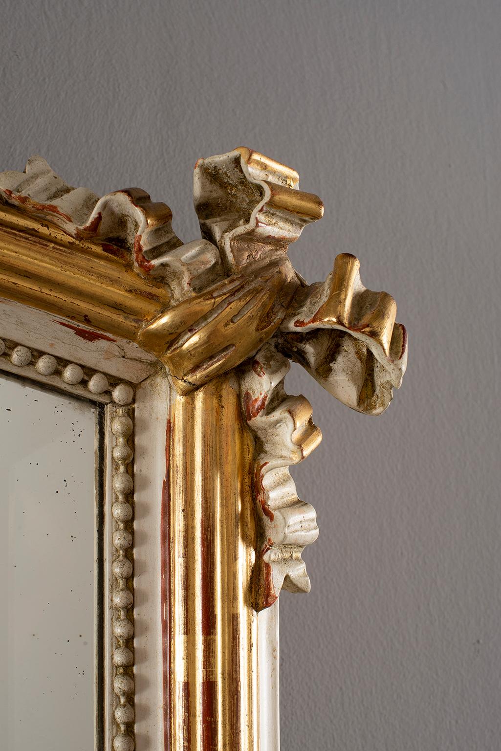 Gesso 19th Century Louis XVI Style Crested Mirror