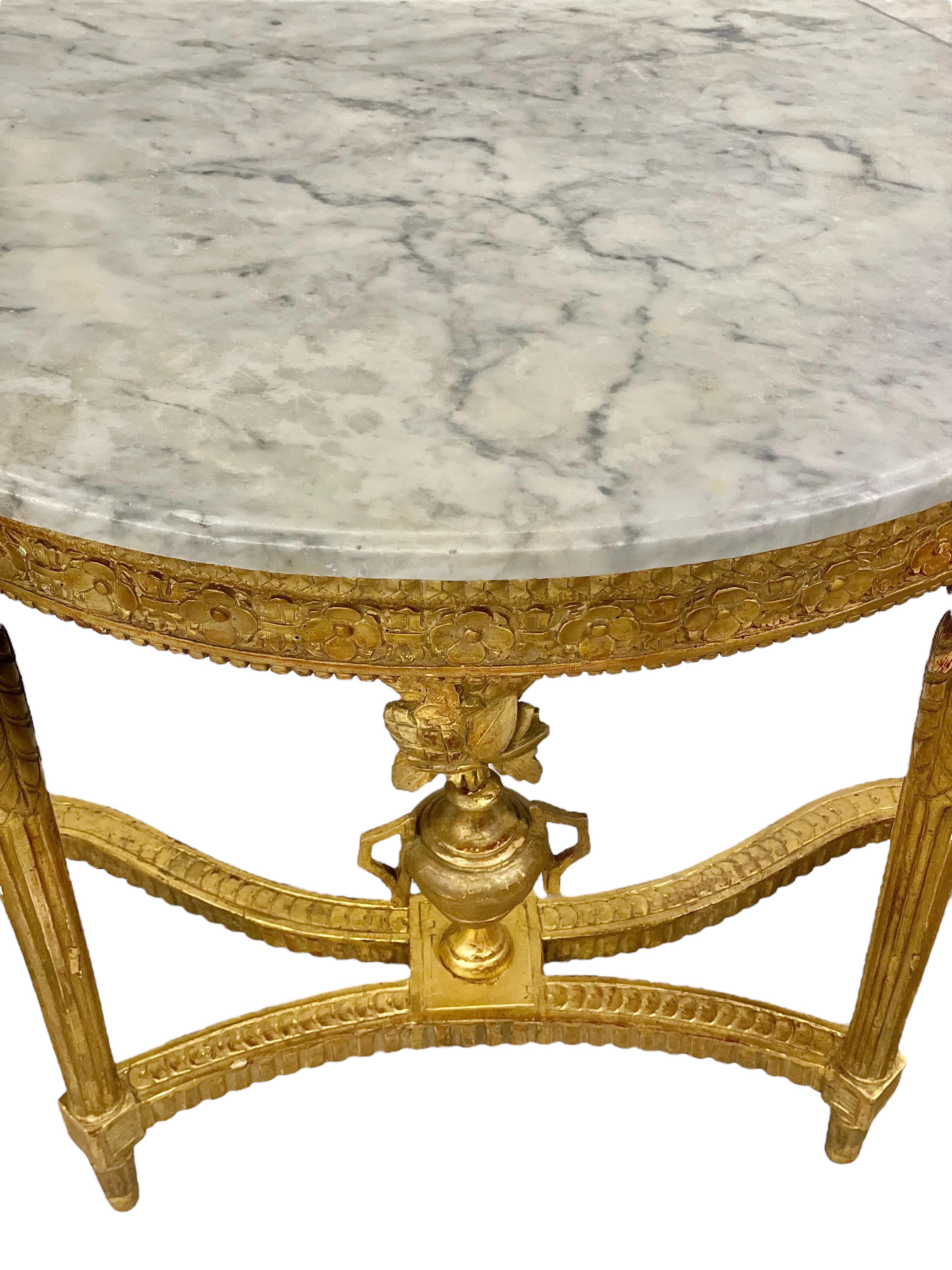 19th Century Louis XVI Style Demi Lune Giltwood Console Table For Sale 3