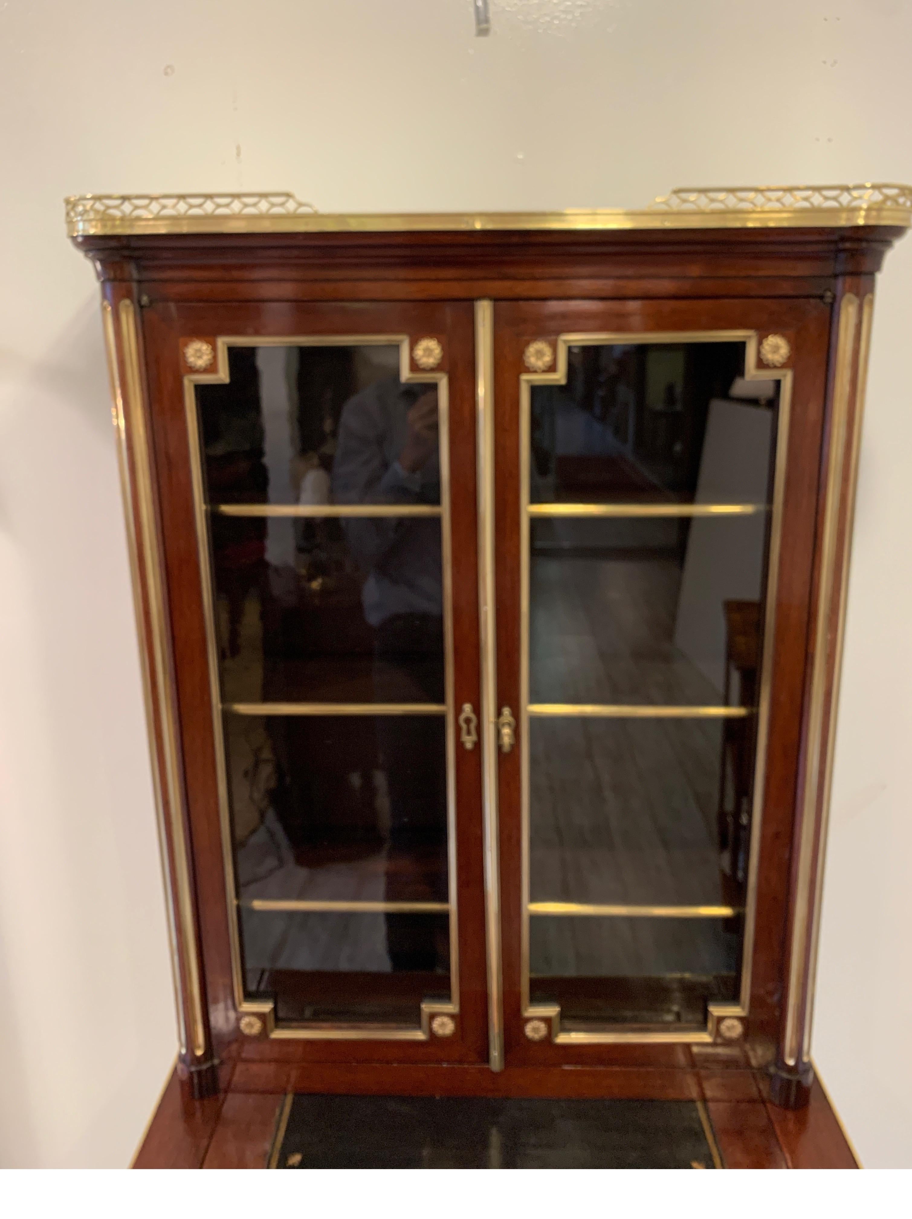 European 19th Century Louis XVI Style Diminutive Two Part Bookcase on Desk/Secretary