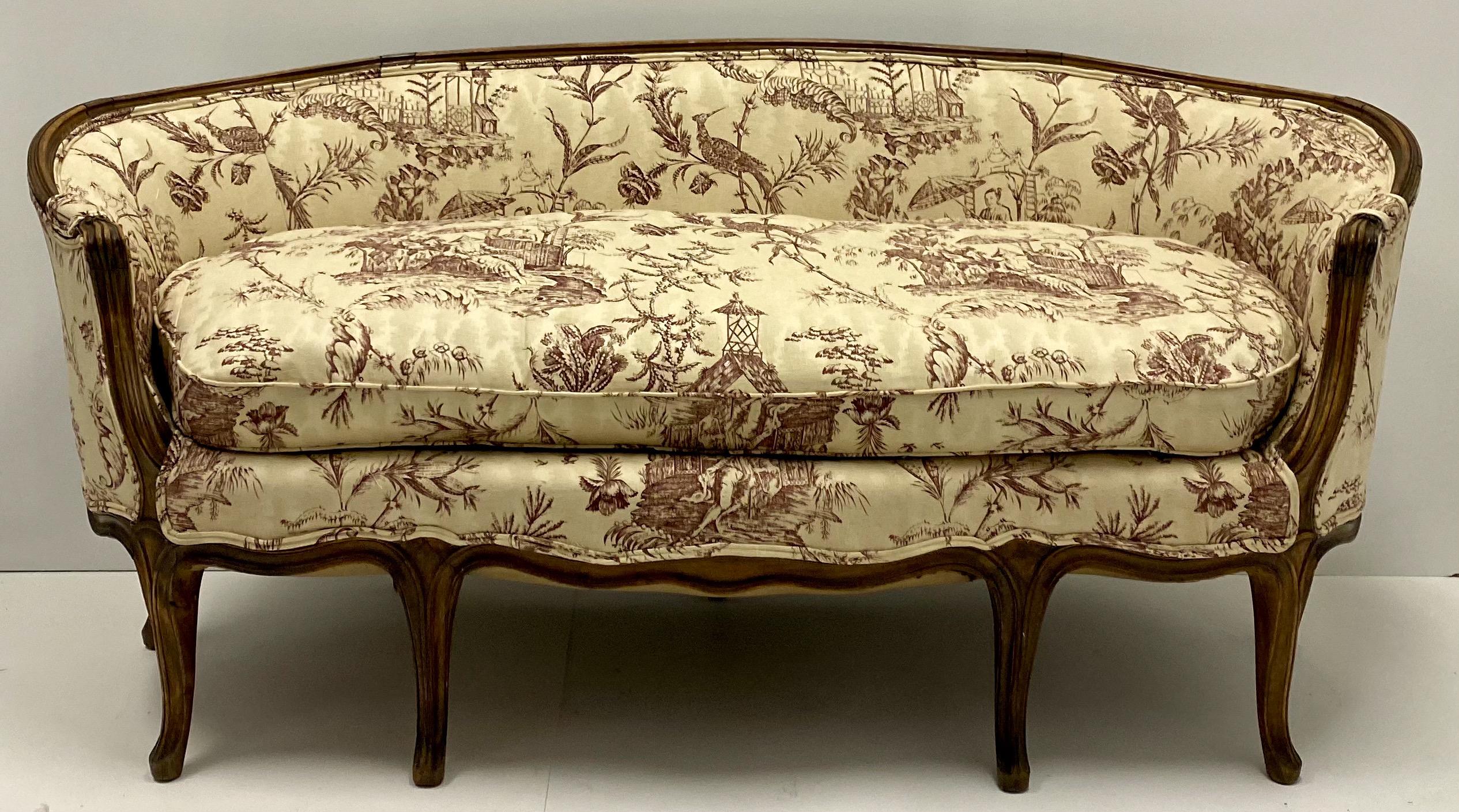 19th Century Louis XVI Style French Chinoiserie Carved Walnut Canape / Settee 1