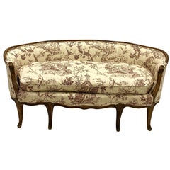 19th Century Louis XVI Style French Chinoiserie Carved Walnut Canape / Settee