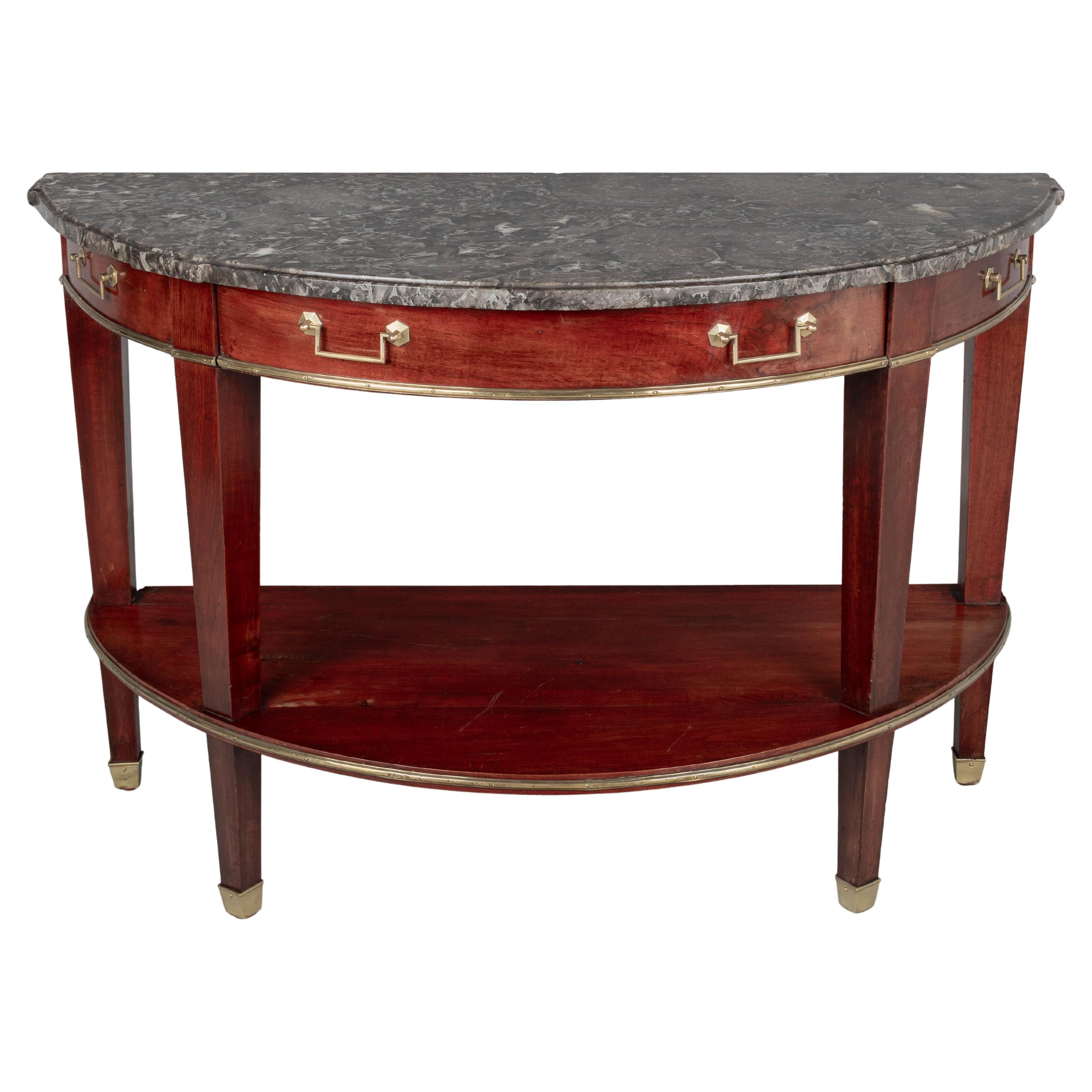 19th Century Louis XVI Style French Demilune Console Table For Sale