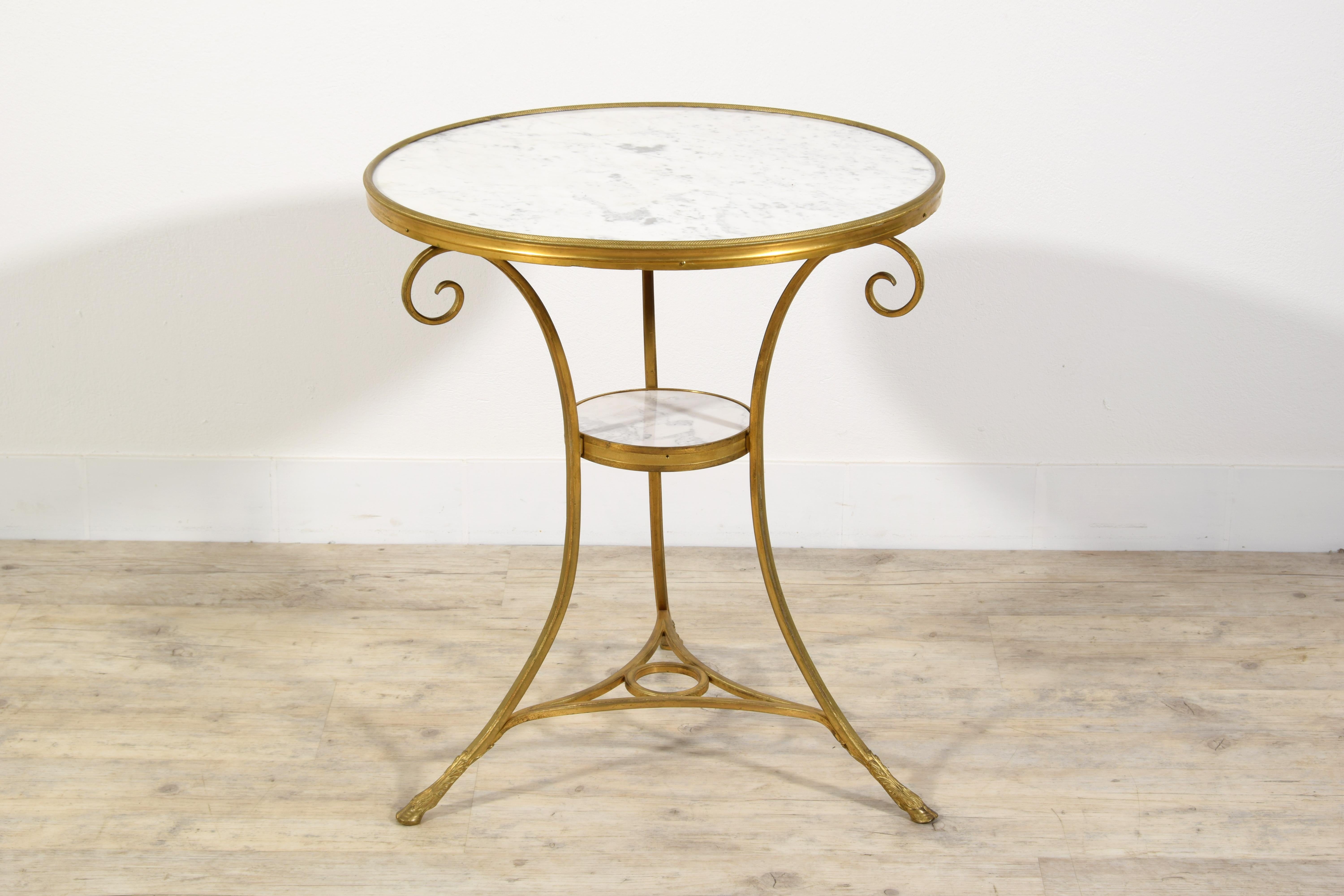 19th Century, Louis XVI Style French Gilt Bronze Tripod Coffee Table or Guéridon For Sale 1