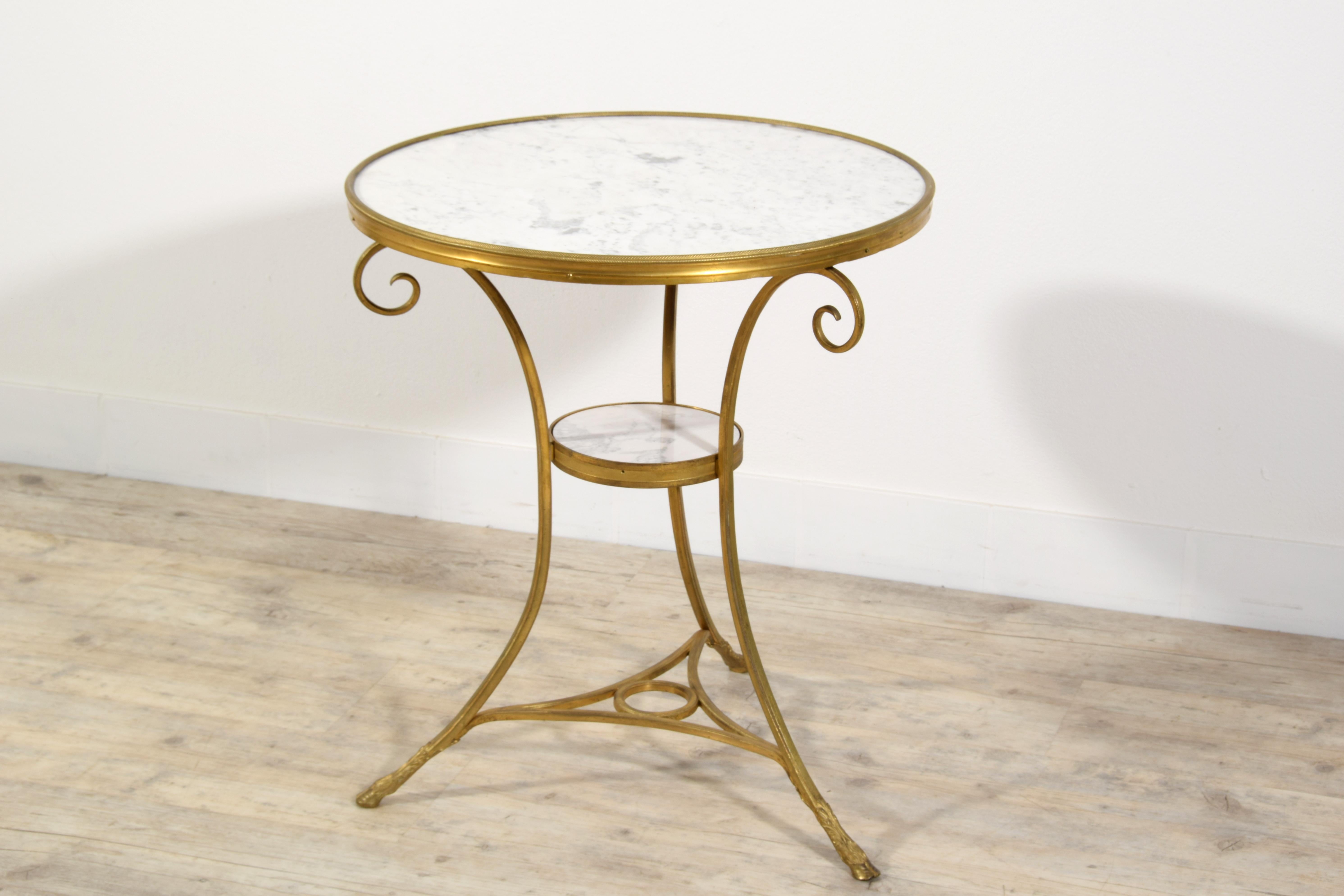 19th Century, Louis XVI Style French Gilt Bronze Tripod Coffee Table or Guéridon For Sale 2