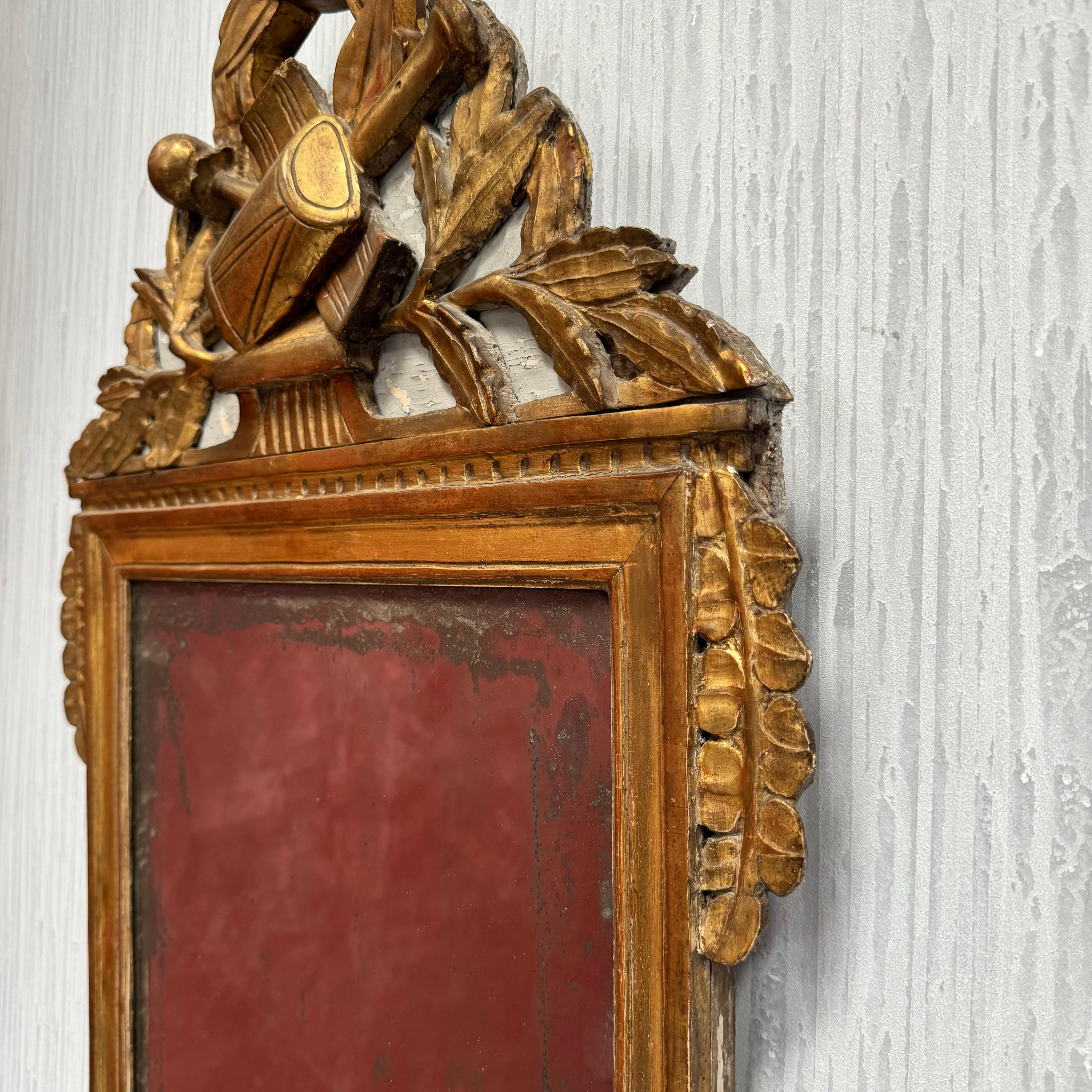 19. Jahrhundert Louis XVI Stil Französisch Giltwood Bridal Spiegel (Handgeschnitzt) im Angebot