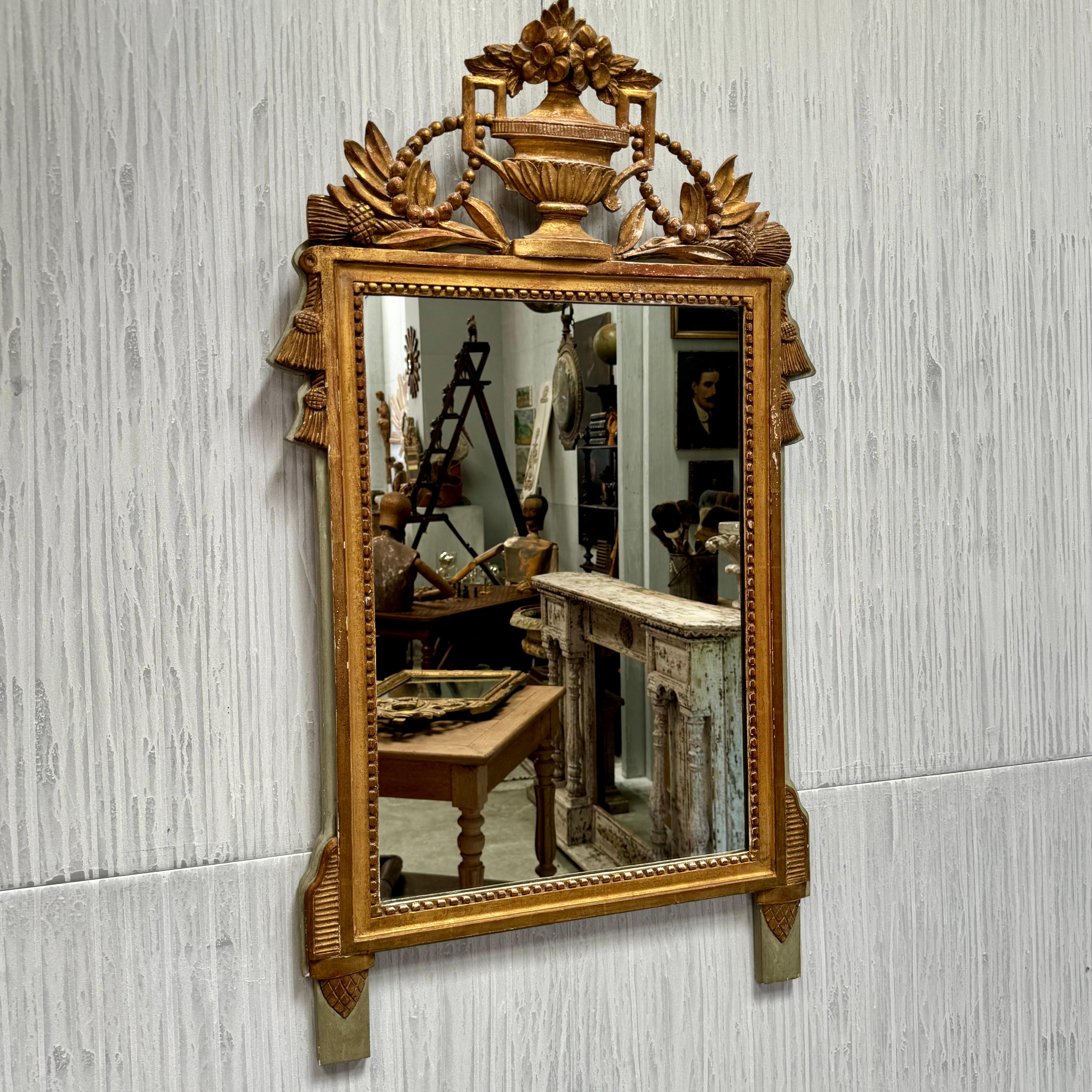 19th Century Louis XVI Style French Giltwood Bridal Mirror 3