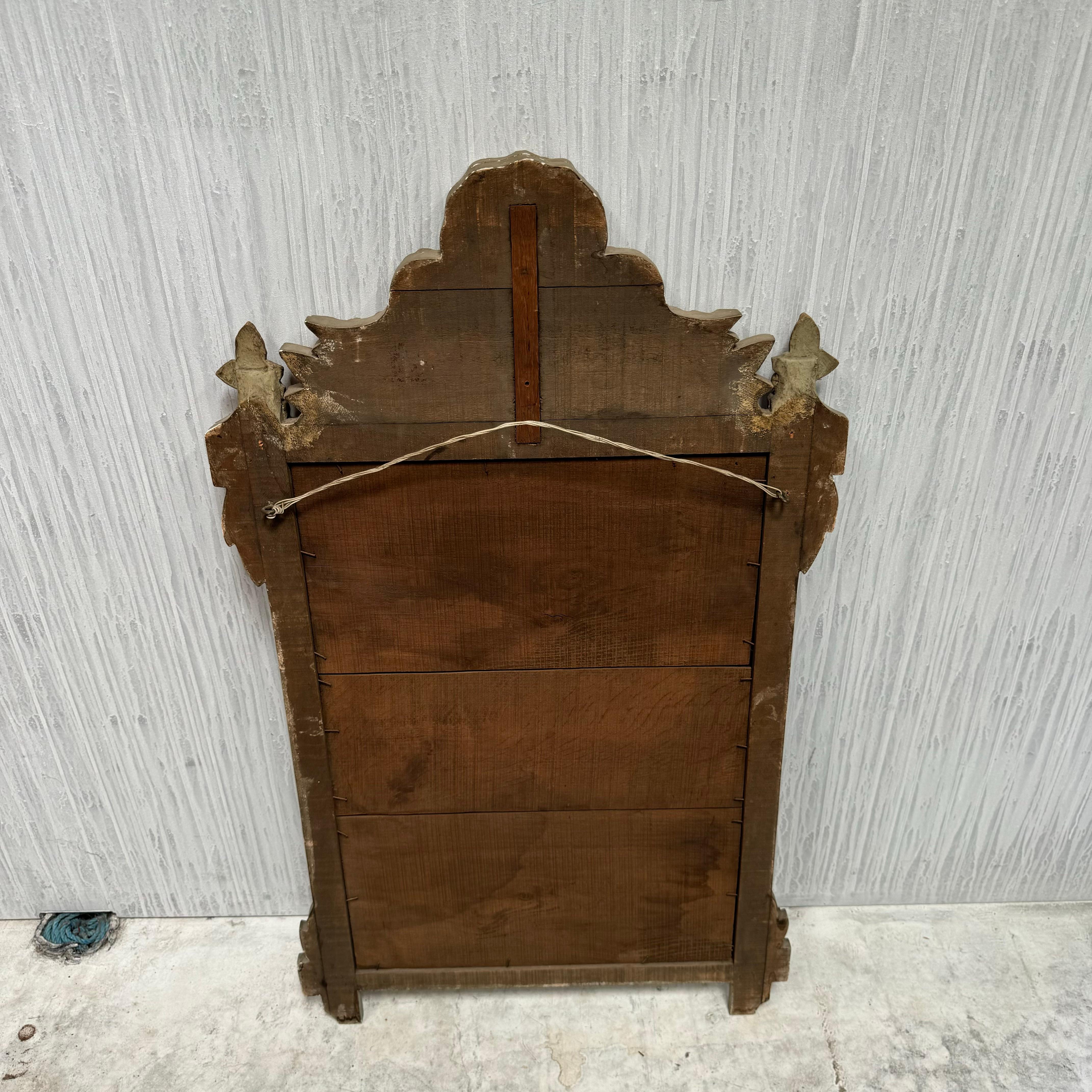 Miroir de mariage en bois doré français de style Louis XVI du 19e siècle en vente 1