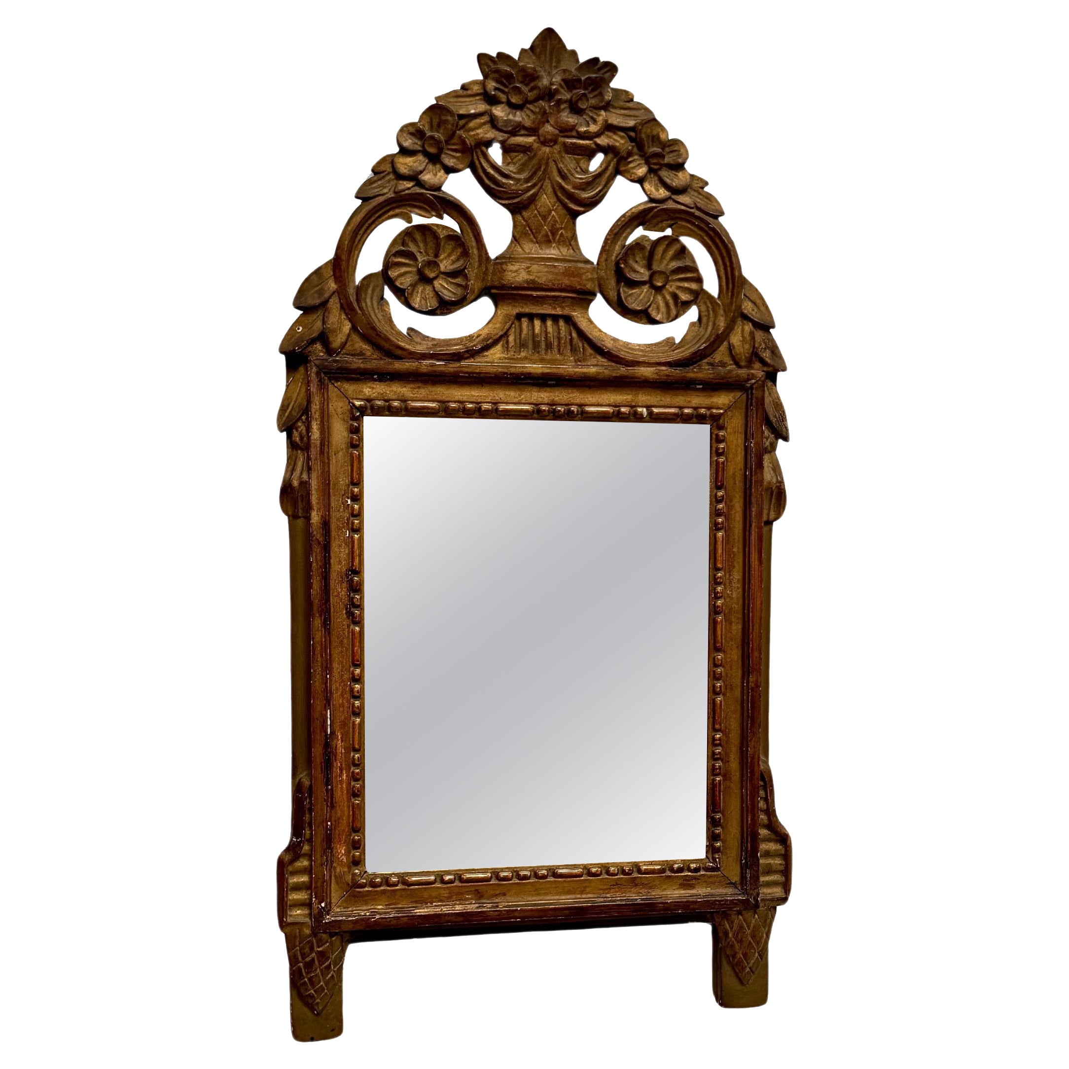 19th Century Louis XVI Style French Giltwood Bridal Mirror