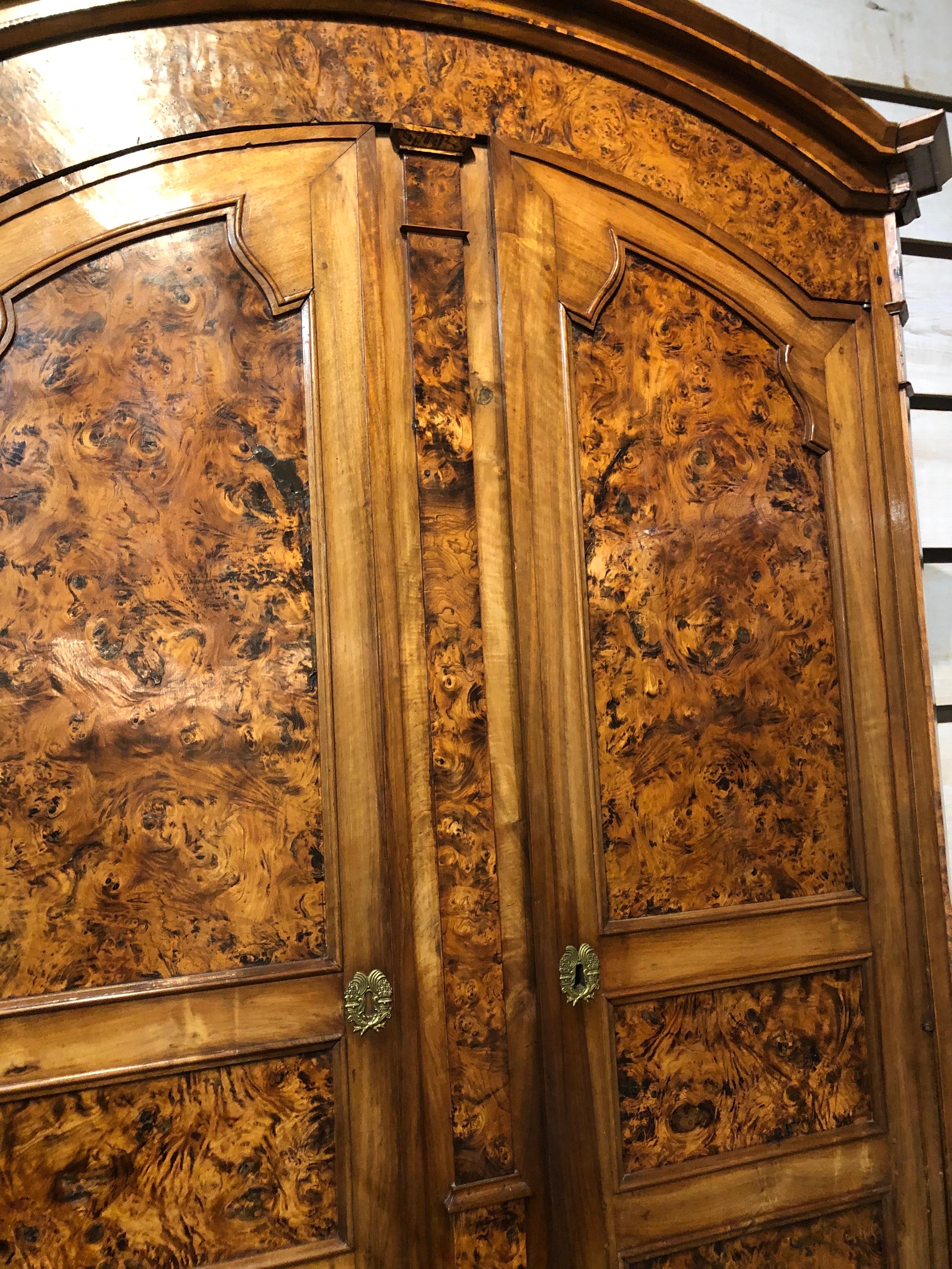 Patinated Large 19th Century Louis XVI Style French Provincial Burled Ash Armoire