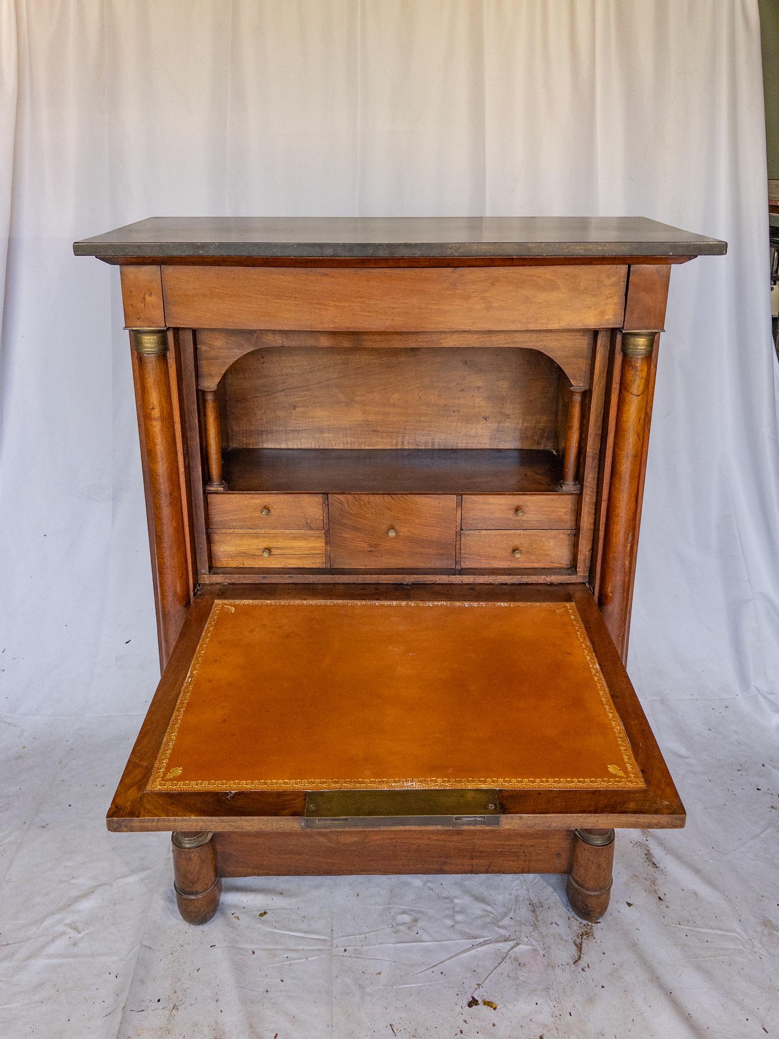 19th Century Louis XVI Style French Secretaire with Black Marble Top For Sale 7