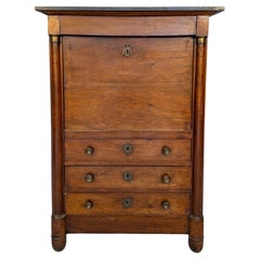 19th Century Louis XVI Style French Secretaire with Black Marble Top