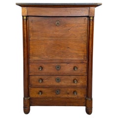 Secretaire francese del XIX secolo in stile Luigi XVI con piano in marmo nero