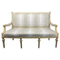 19th Century Louis XVI Style French Settee in Antelope Fabric