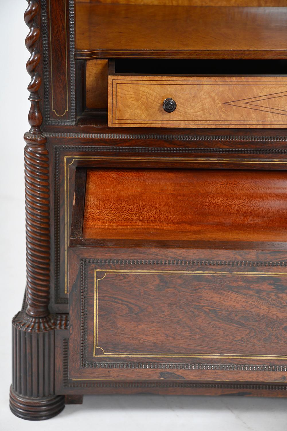 19th Century Louis XVI Style French Vitrine Display Cabinet Bookcase Rosewood For Sale 10