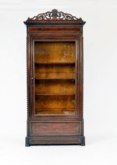 19th Century Louis XVI Style French Vitrine Display Cabinet Bookcase Rosewood