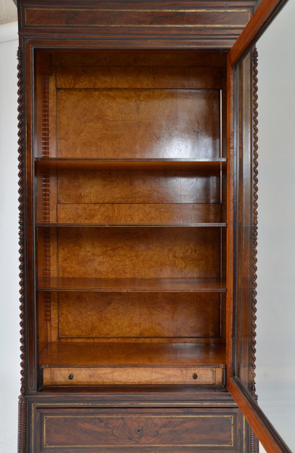 19th Century Louis XVI Style French Vitrine Display Cabinet Bookcase Rosewood In Good Condition For Sale In Sherborne, Dorset