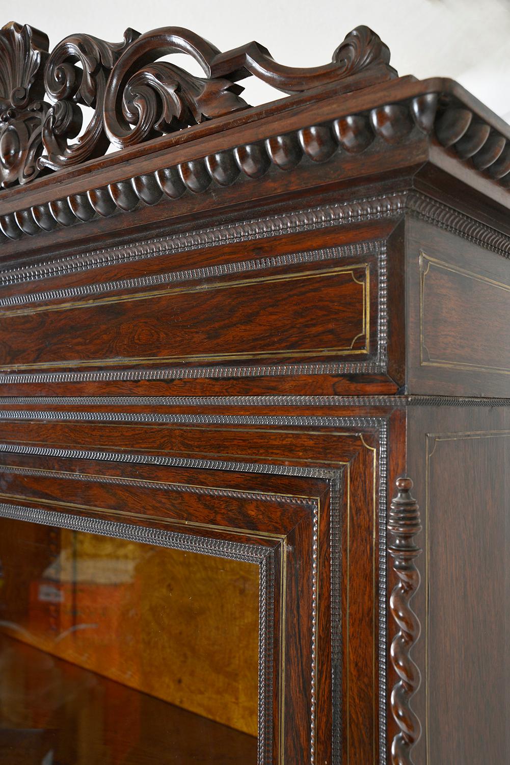 19th Century Louis XVI Style French Vitrine Display Cabinet Bookcase Rosewood For Sale 1