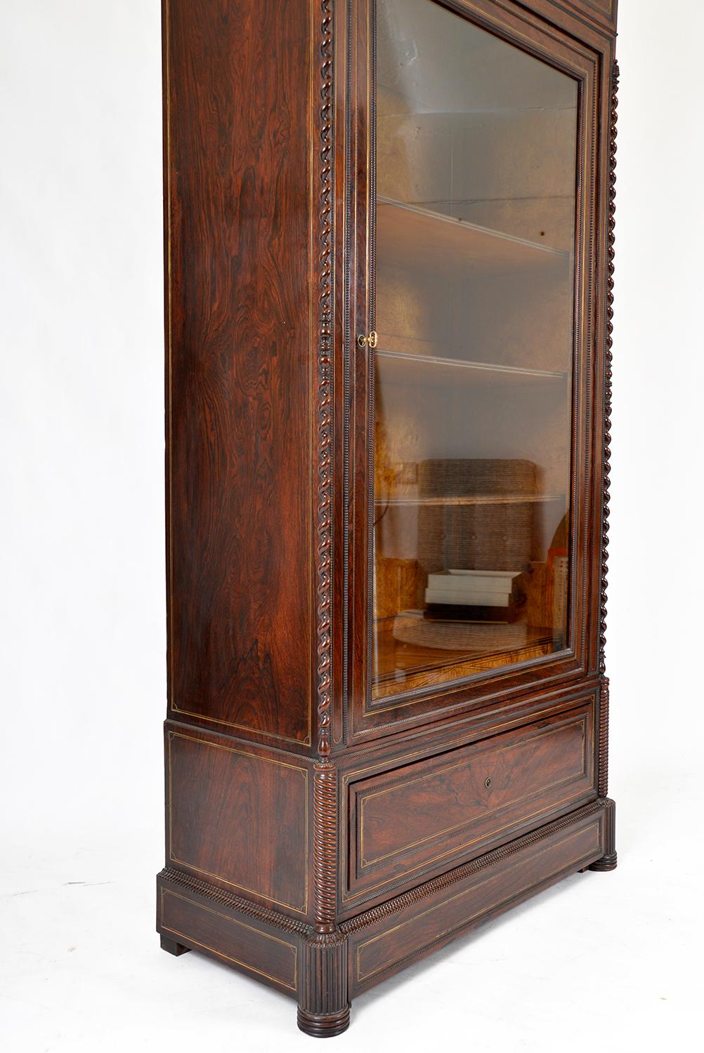 19th Century Louis XVI Style French Vitrine Display Cabinet Bookcase Rosewood For Sale 3