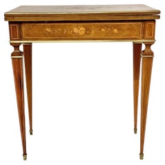 Spieltisch im Louis-XVI-Stil des 19. Jahrhunderts mit Intarsien und Akzenten aus vergoldeter Bronze