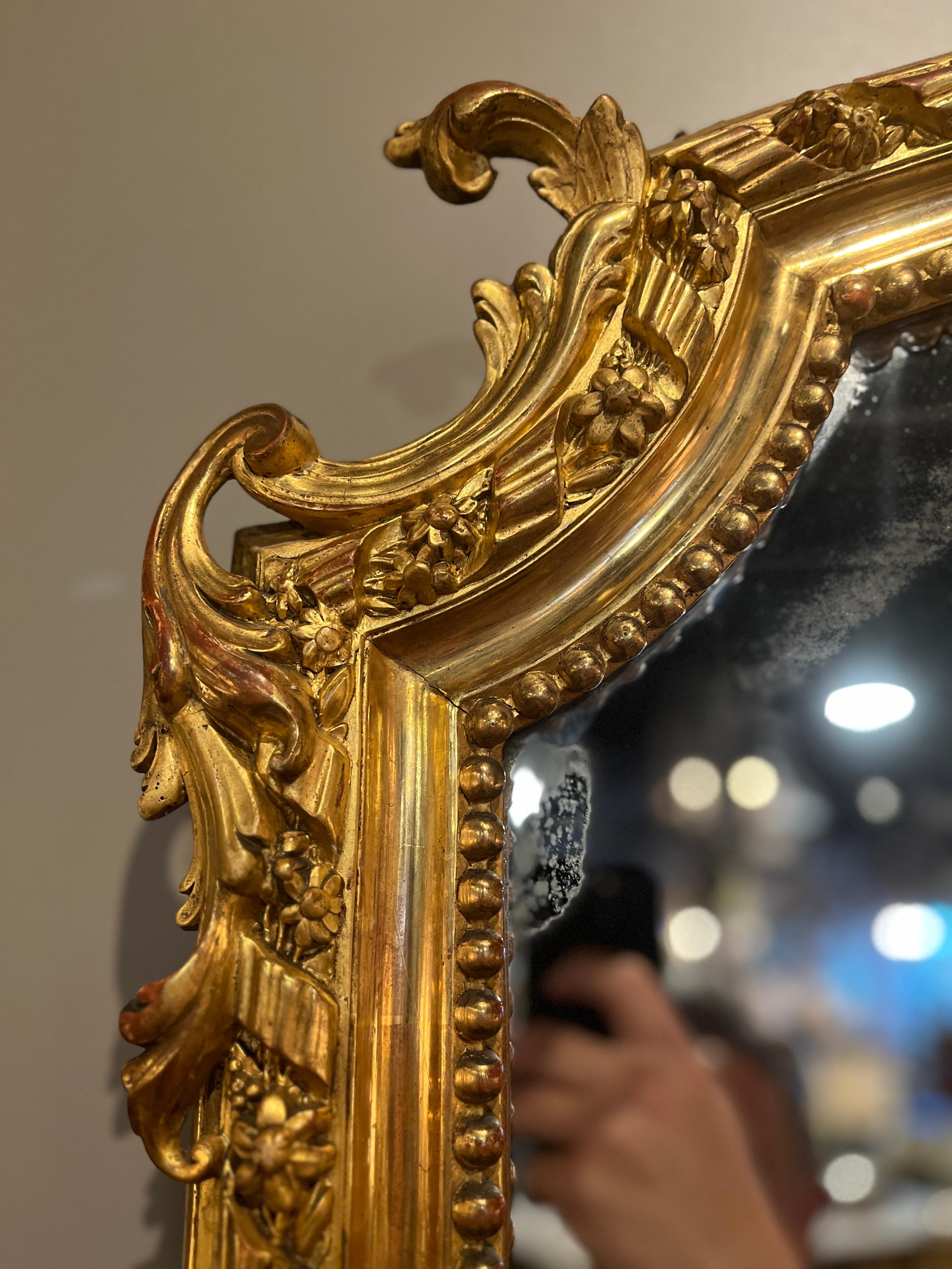 French 19th Century Louis XVI style Gilded Mirror For Sale