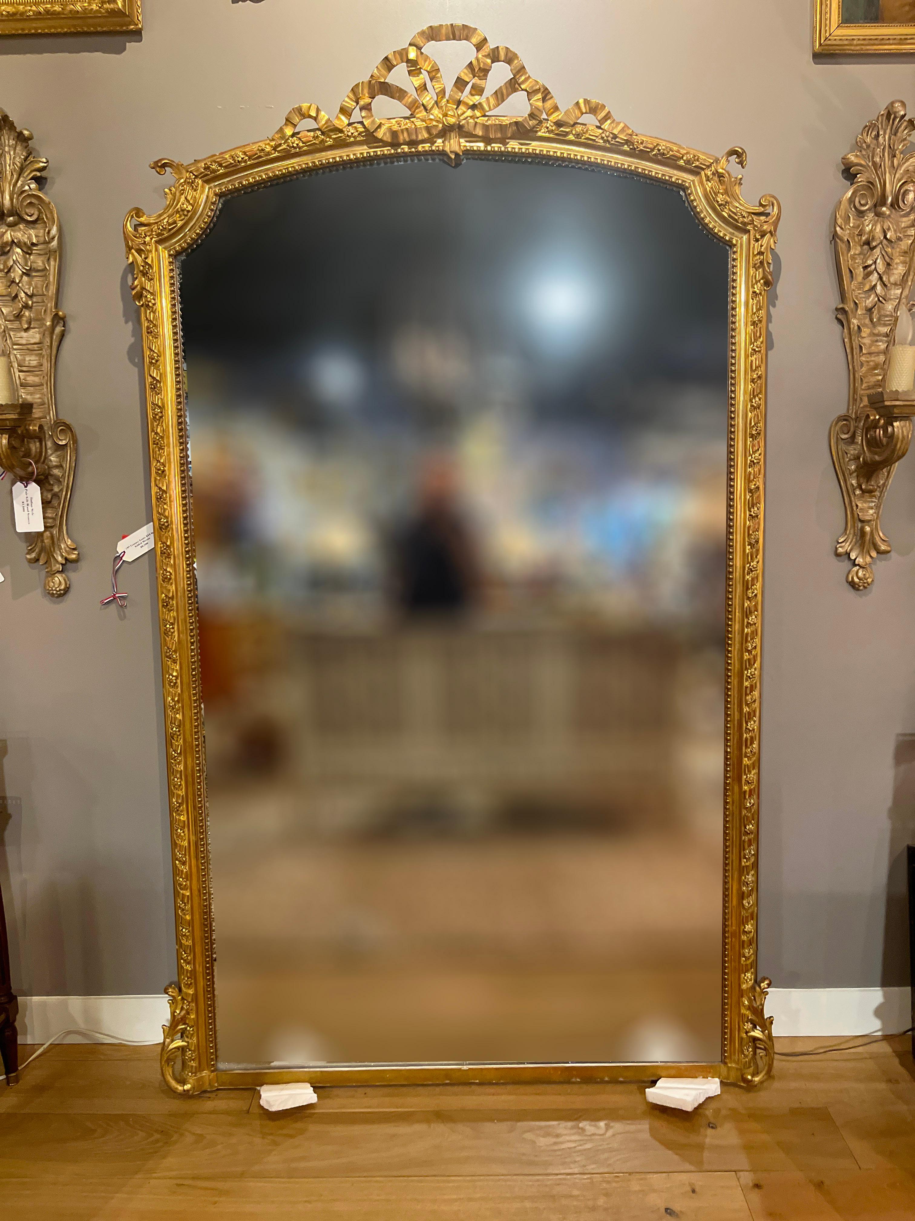 Gilt 19th Century Louis XVI style Gilded Mirror For Sale