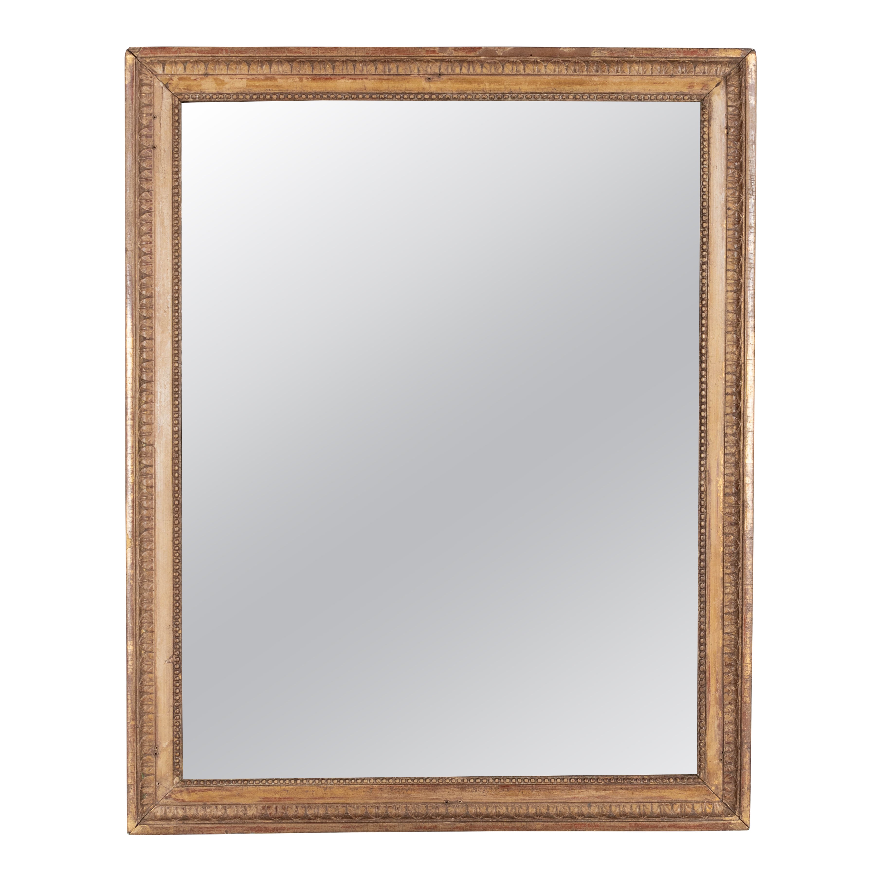 Louis XVI Style Gilded Wood Mirror, Hand-Carved, France, Circa 1850
