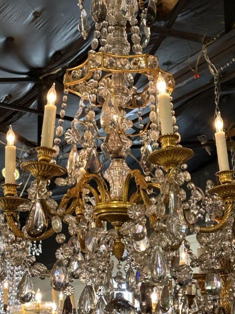 19th Century Louis XVI Style Gilt Bronze and Crystal Chandelier In Good Condition For Sale In Dallas, TX