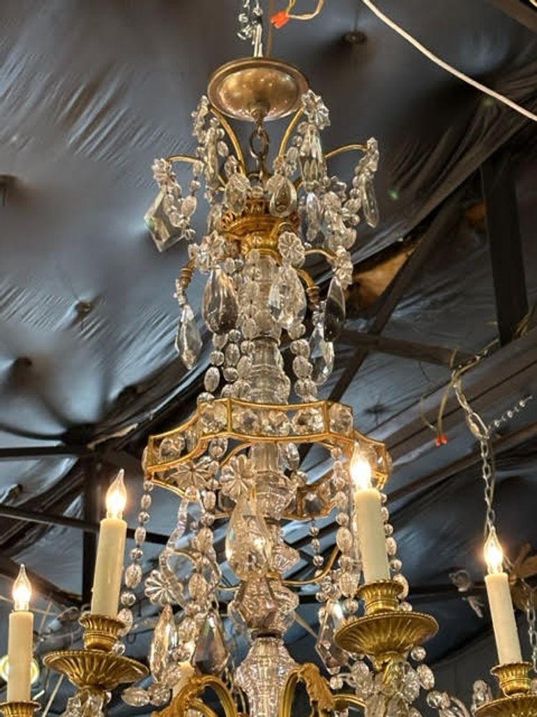 19th Century Louis XVI Style Gilt Bronze and Crystal Chandelier For Sale 1