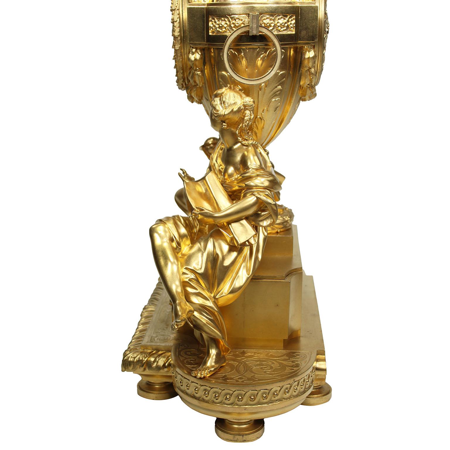Louis XVI Style Gilt-Bronze Mantel Clock by Henri Picard & Fedinand Barbedienne For Sale 7