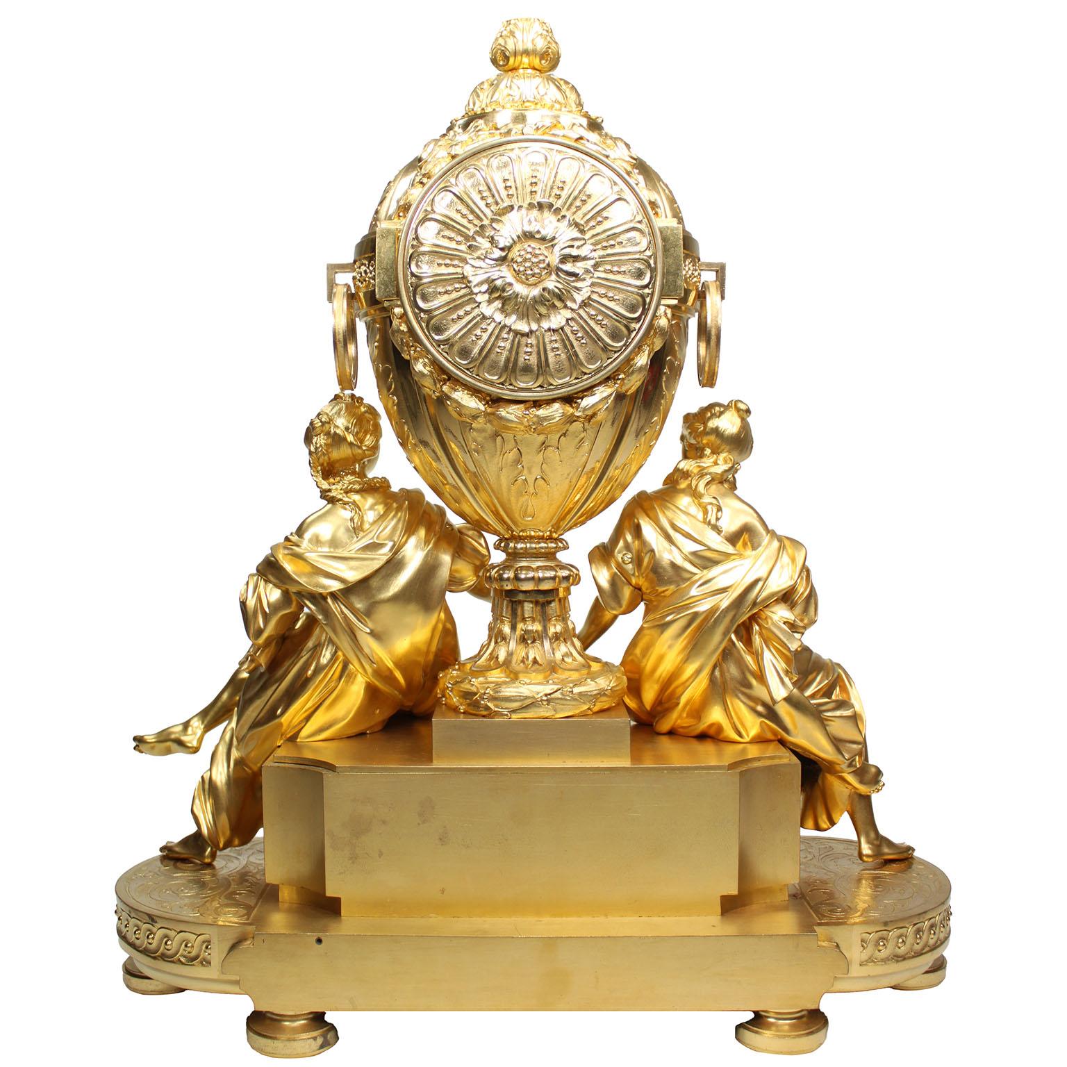 Kaminuhr aus vergoldeter Bronze im Louis-XVI.-Stil von Henri Picard & Fedinand Barbedienne im Angebot 9