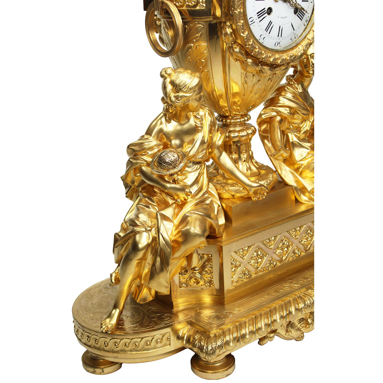 Kaminuhr aus vergoldeter Bronze im Louis-XVI.-Stil von Henri Picard & Fedinand Barbedienne im Angebot 1