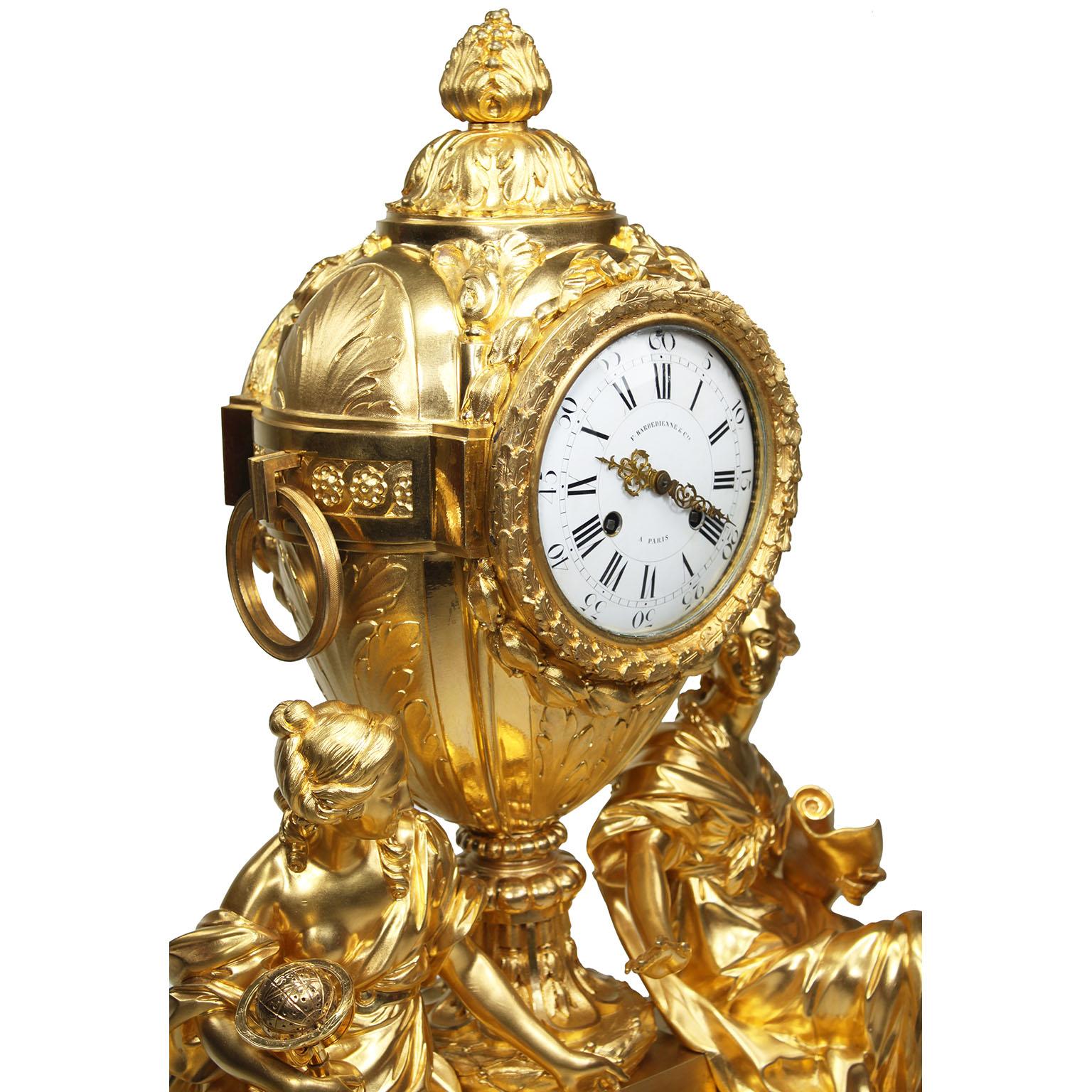 Kaminuhr aus vergoldeter Bronze im Louis-XVI.-Stil von Henri Picard & Fedinand Barbedienne im Angebot 3