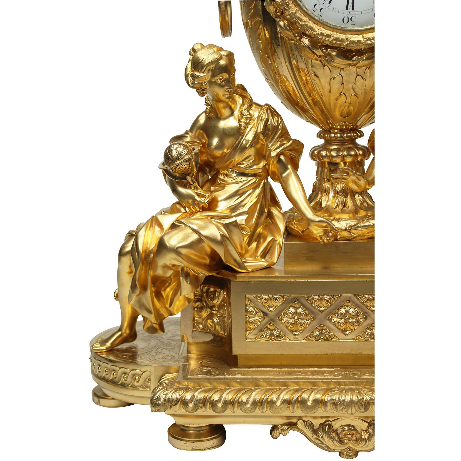 French Louis XVI Style Gilt-Bronze Mantel Clock by Henri Picard & Fedinand Barbedienne For Sale