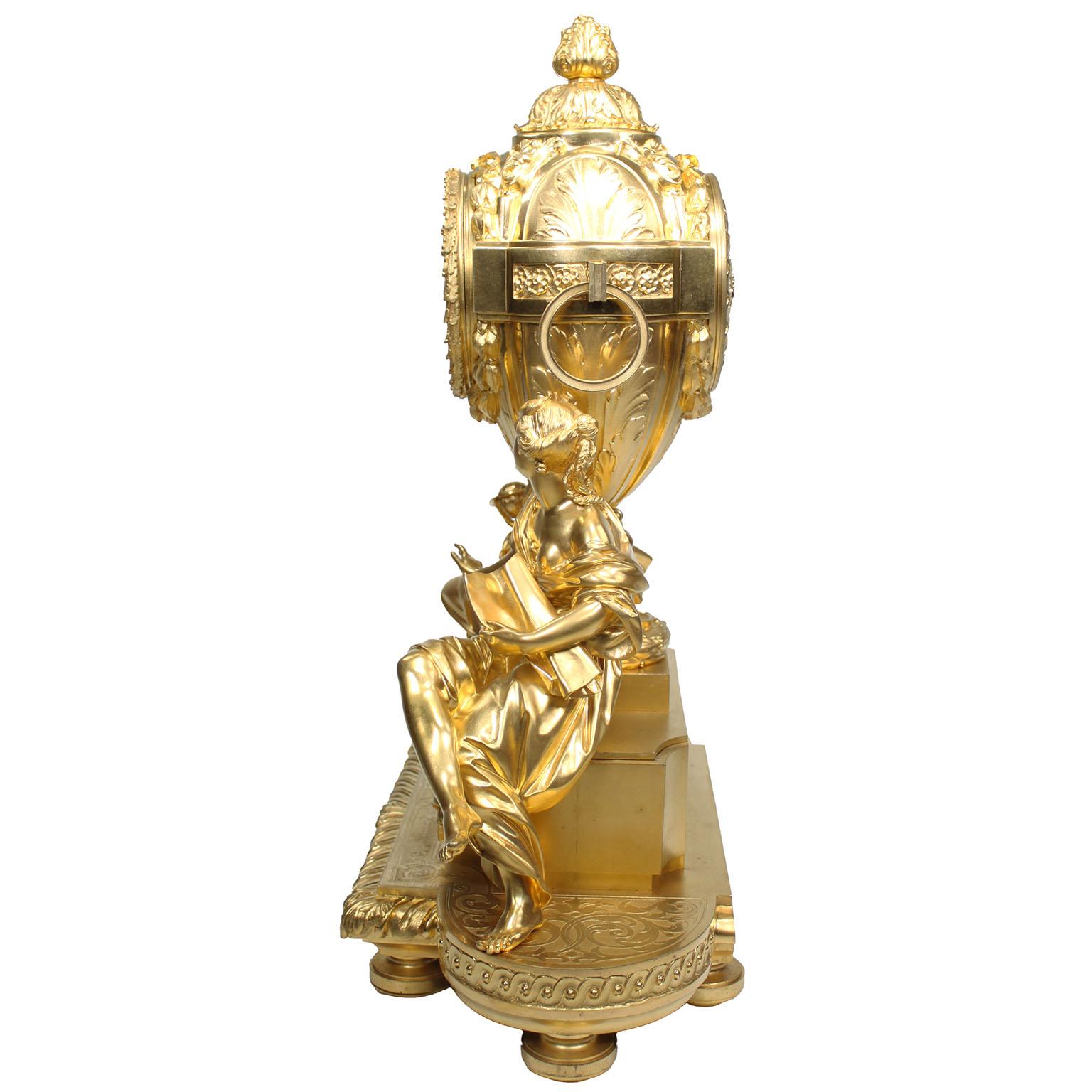 Kaminuhr aus vergoldeter Bronze im Louis-XVI.-Stil von Henri Picard & Fedinand Barbedienne im Angebot 6