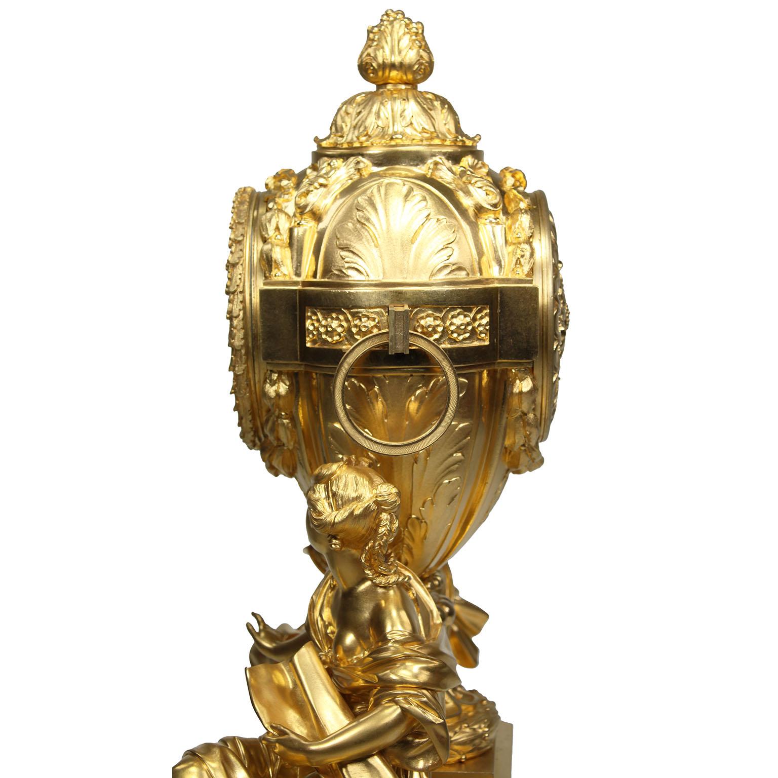 Kaminuhr aus vergoldeter Bronze im Louis-XVI.-Stil von Henri Picard & Fedinand Barbedienne im Angebot 7