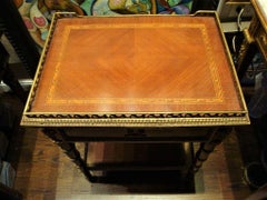 19th Century Louis XVI Style Gilt Bronze Mounted Mahagony Marquetry Side Table