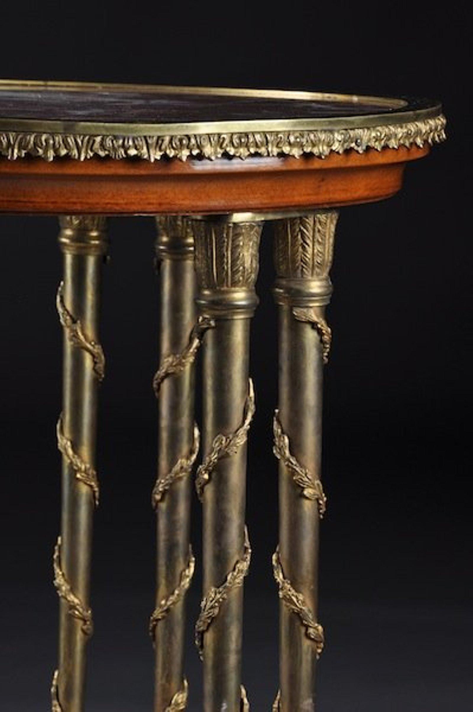 French 19th Century Louis XVI Style Gilt Bronze Mounted Mahagony Marquetry Side Table For Sale