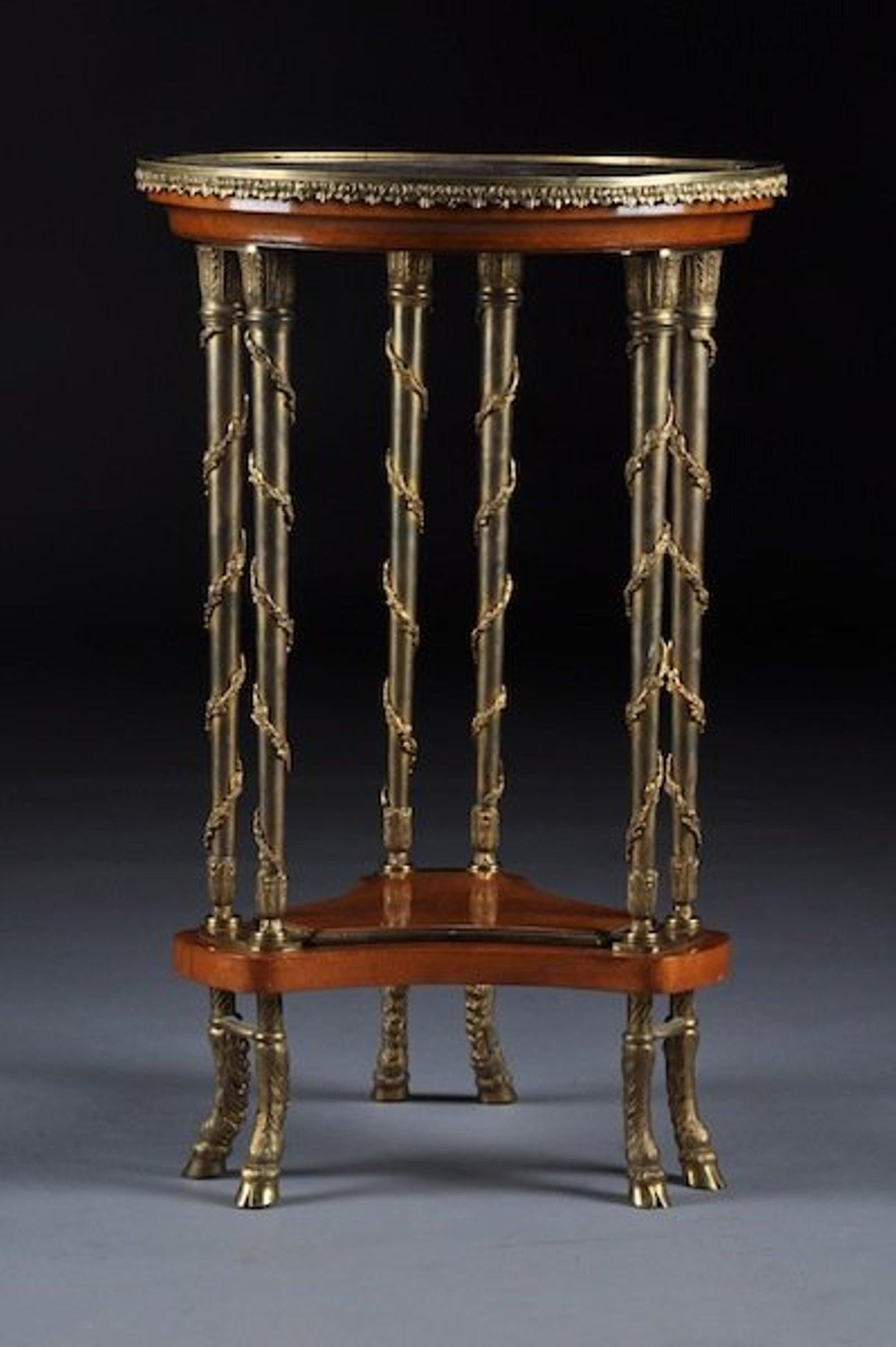 19th Century Louis XVI Style Gilt Bronze Mounted Mahagony Marquetry Side Table For Sale 1