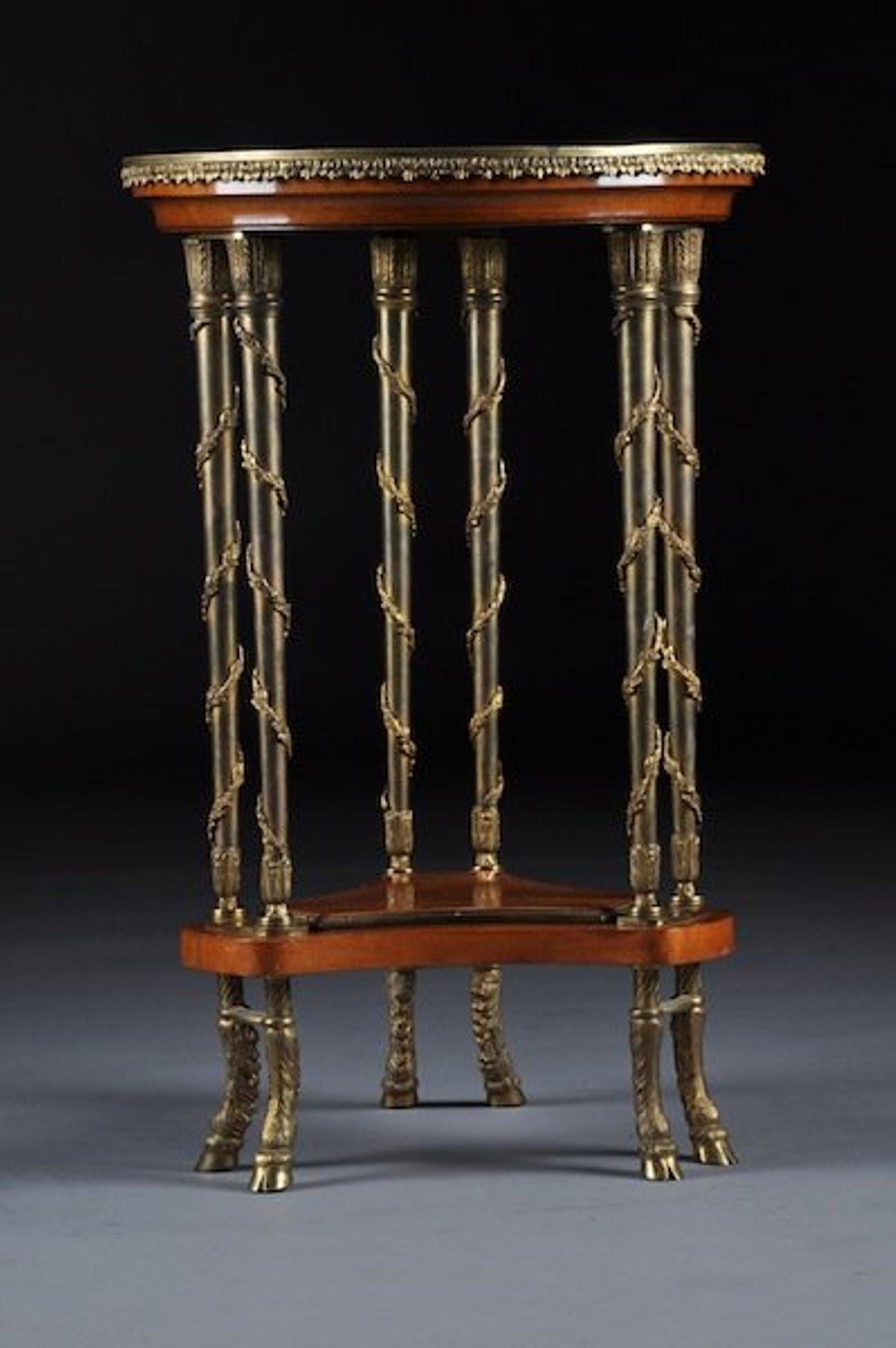 19th Century Louis XVI Style Gilt Bronze Mounted Mahagony Marquetry Side Table For Sale 2