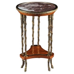 19th Century Louis XVI Style Gilt Bronze Mounted Mahagony Marquetry Side Table