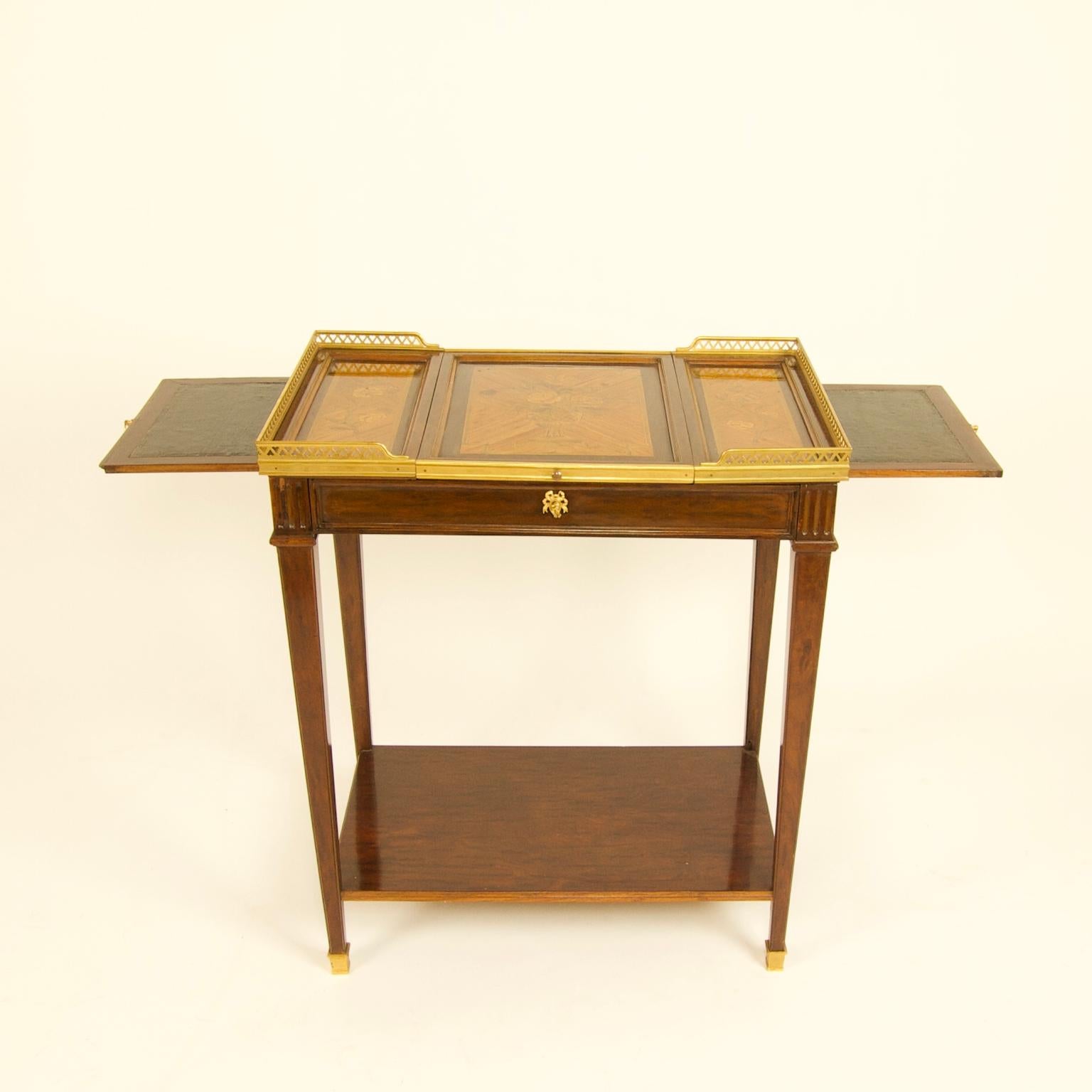 19th Century Louis XVI Style Gilt Bronze Mounted Marquetry Poudreuse or Vanity For Sale 8