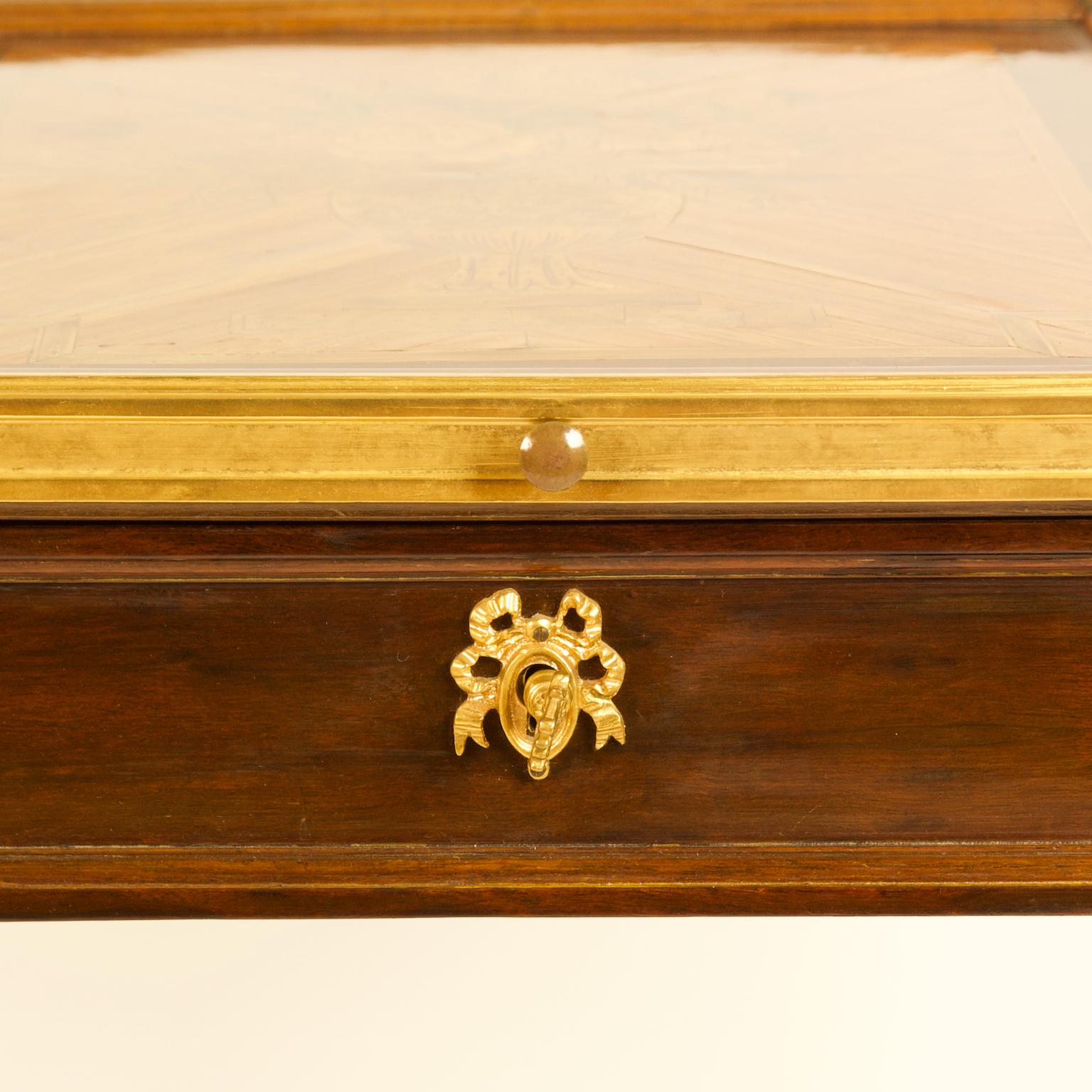 19th Century Louis XVI Style Gilt Bronze Mounted Marquetry Poudreuse or Vanity For Sale 10