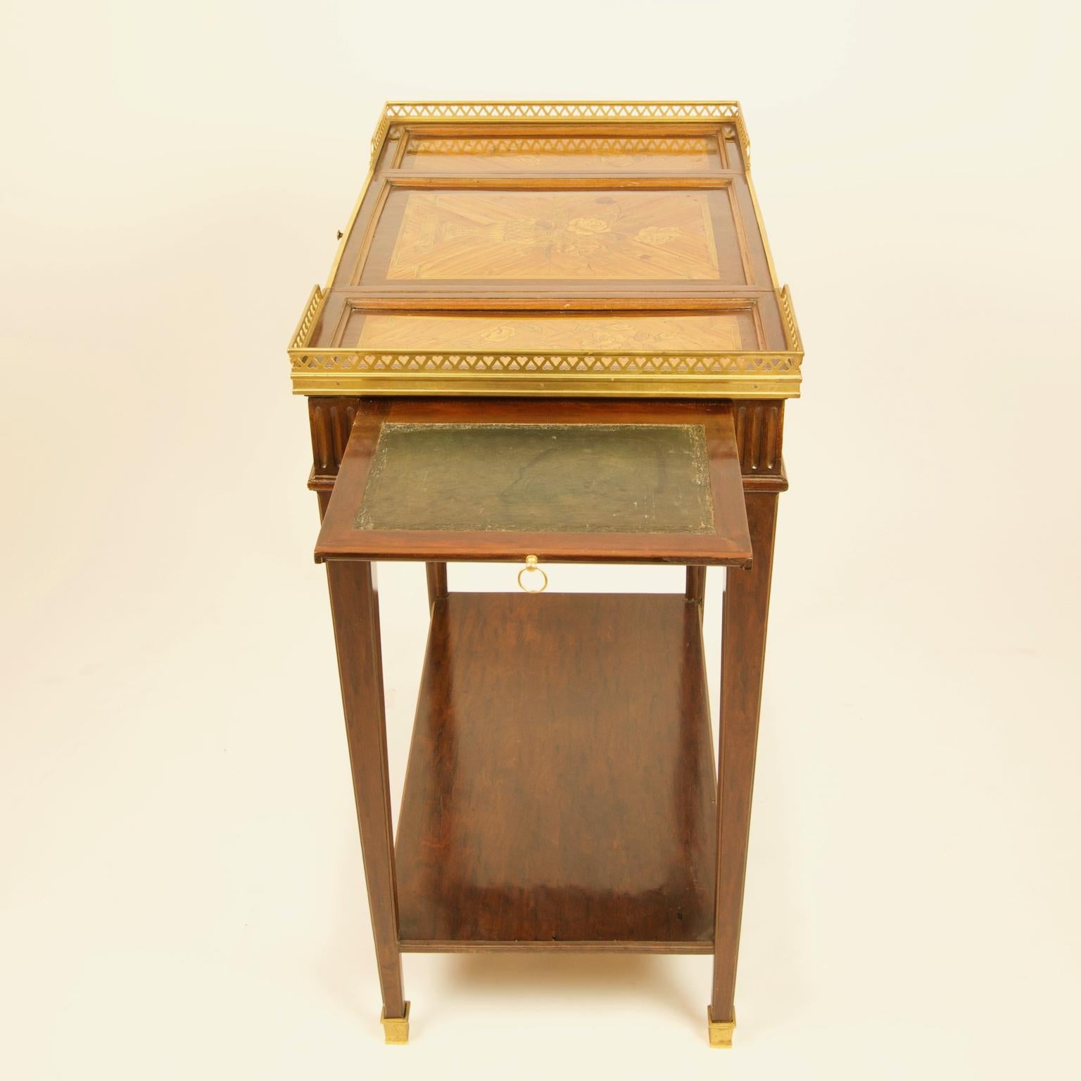 19th Century Louis XVI Style Gilt Bronze Mounted Marquetry Poudreuse or Vanity For Sale 2